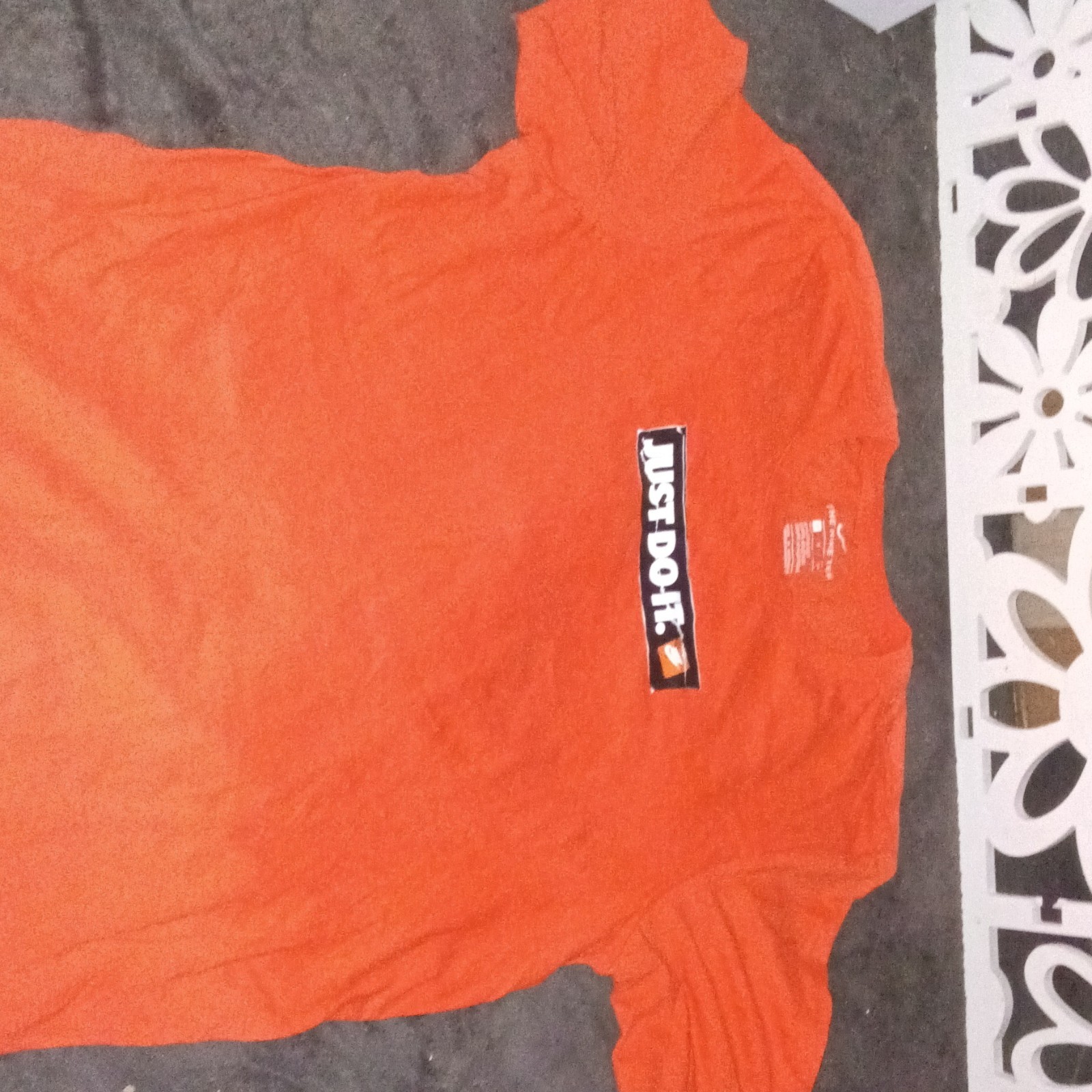 Nike The Nike Tee Orange Just Do It Graphic Athletic Fit Mens S Crew Cotton