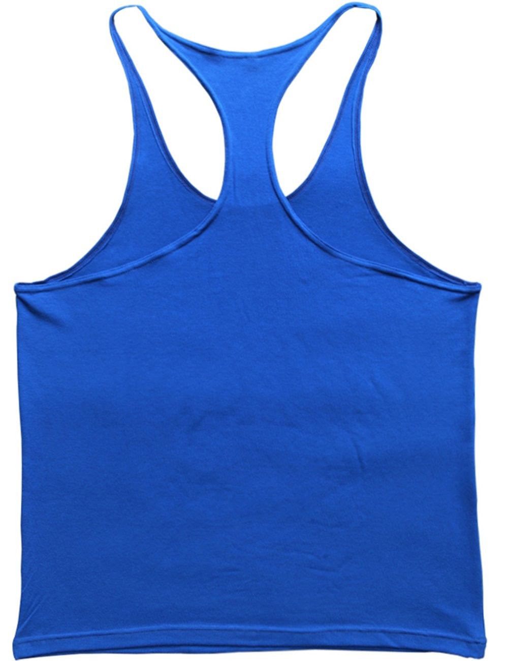 Men’s Stringer Bodybuilding Workout Gym Tank Tops Y Back Cotton Blue M