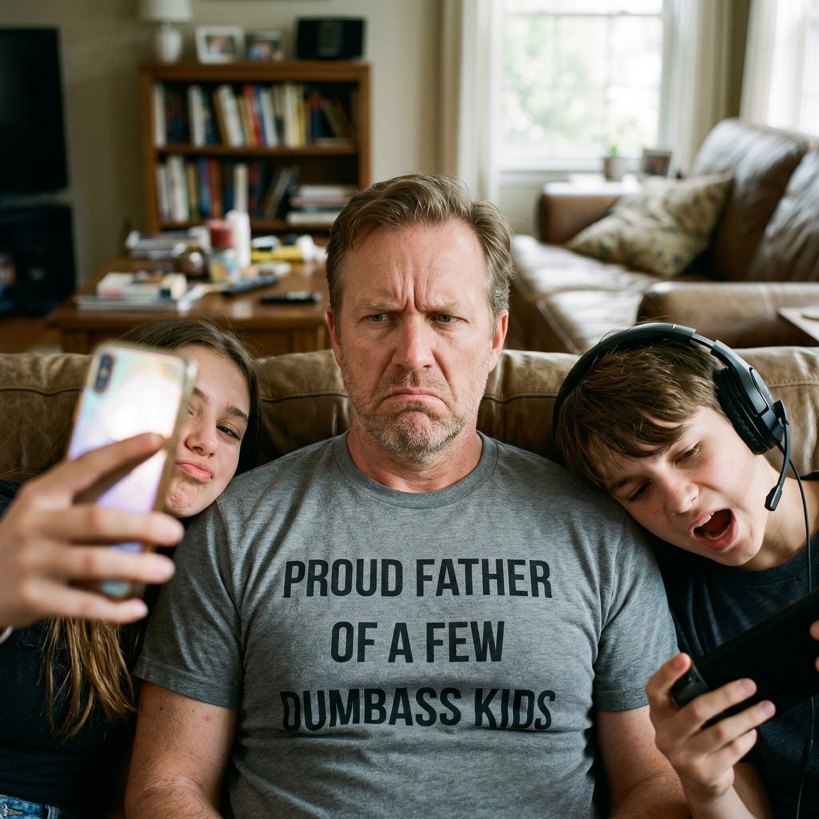 Mens Proud Father Of A Few Dumbass Kids T Shirt Funny Parenting Fathers Day Tee