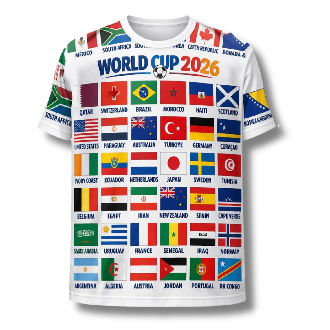 World Cup 2026 Flags Shirt 3D Soccer Fan Tee International Teams T-Shirt