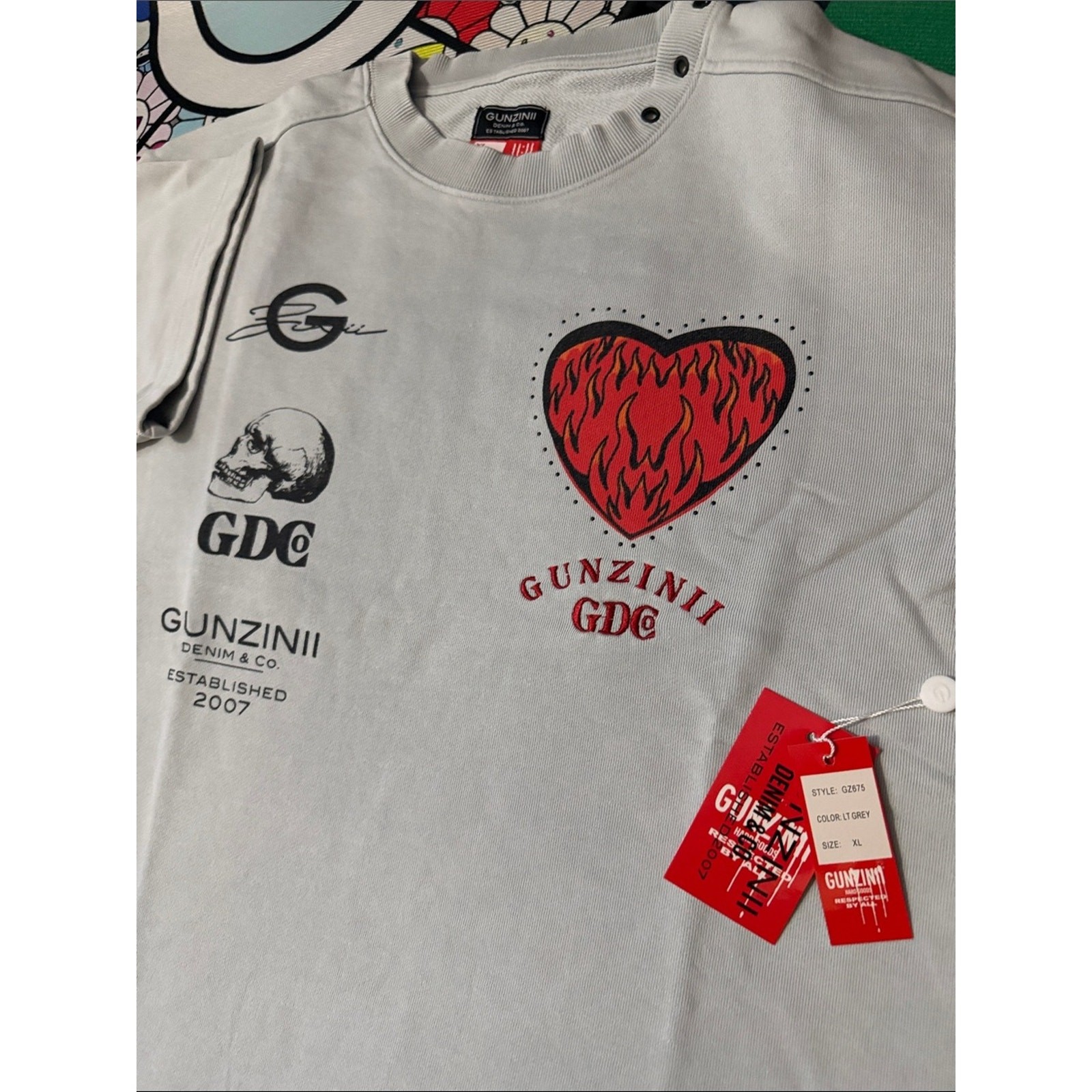 Gunzinii Denim & Co. “Heart on Fire” Split-Tone Graphic Tee
