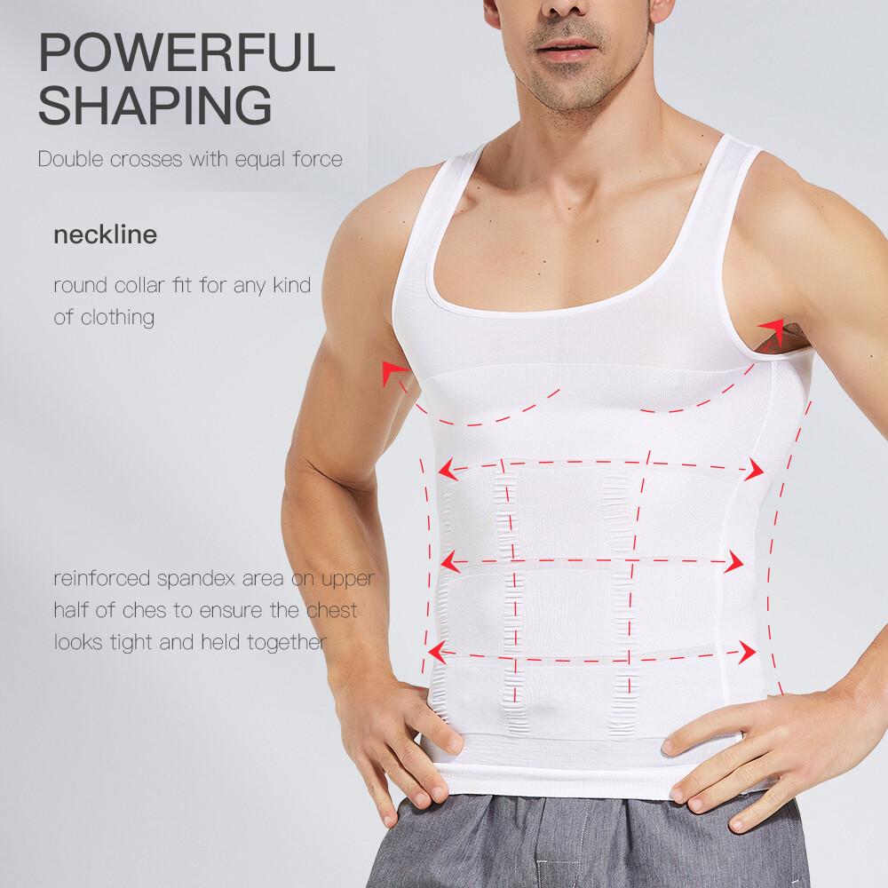 Men Compression Shirts Shapewear Vest Body Shaper Abs Abdomen Slim Elastic Tank