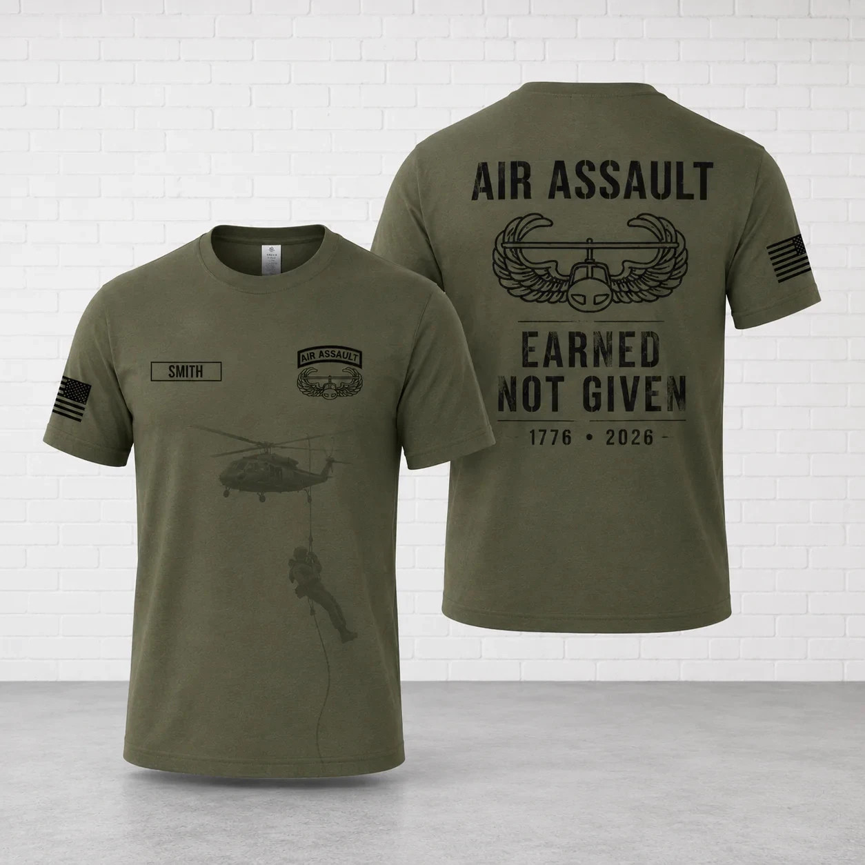 Custom name US Army Air Assault Wings Graduate Military Veteran 3D T-Shirt