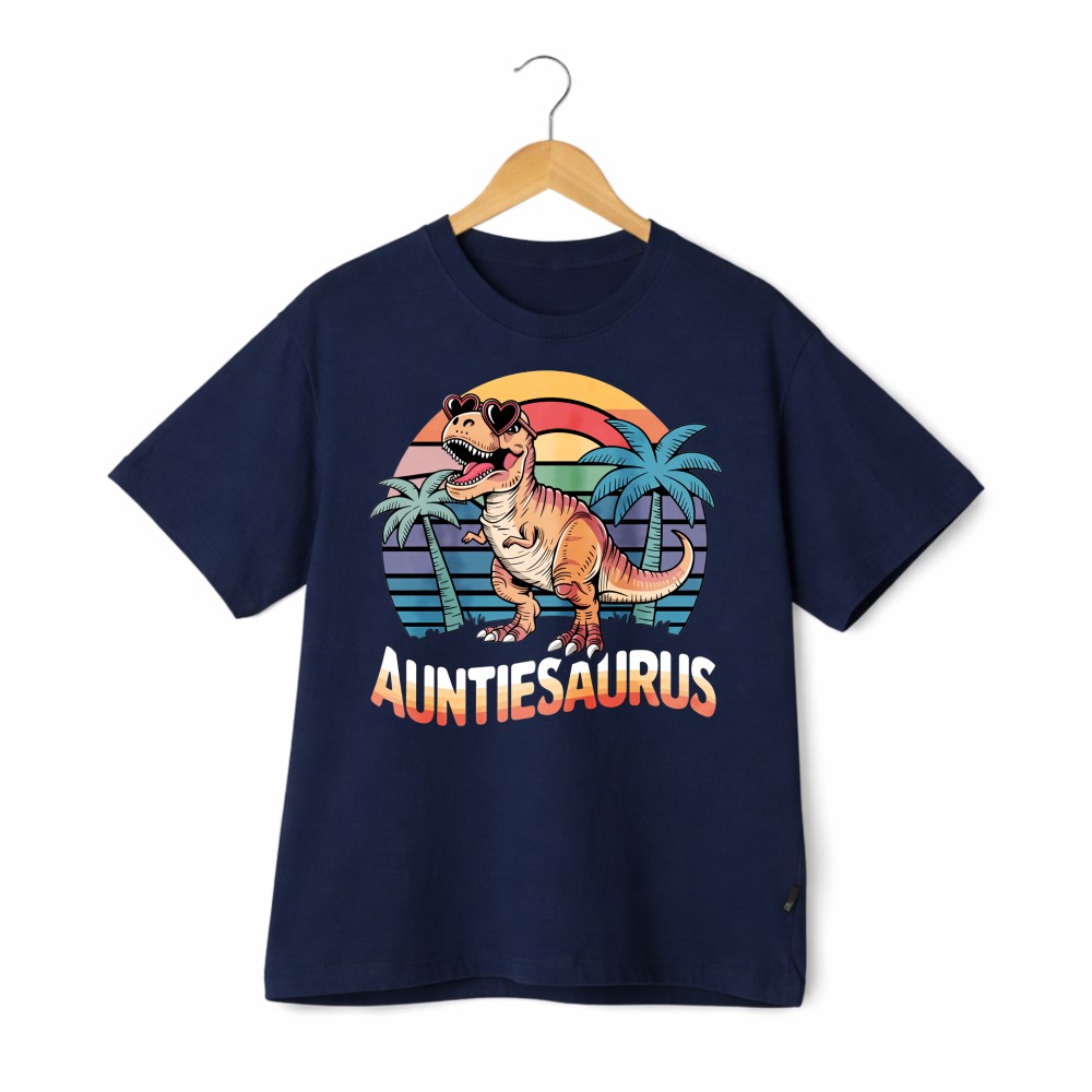 American Style Auntiesaurus Dinosaur Graphic T-Shirt Unisex Aunt Gift Casual Tee