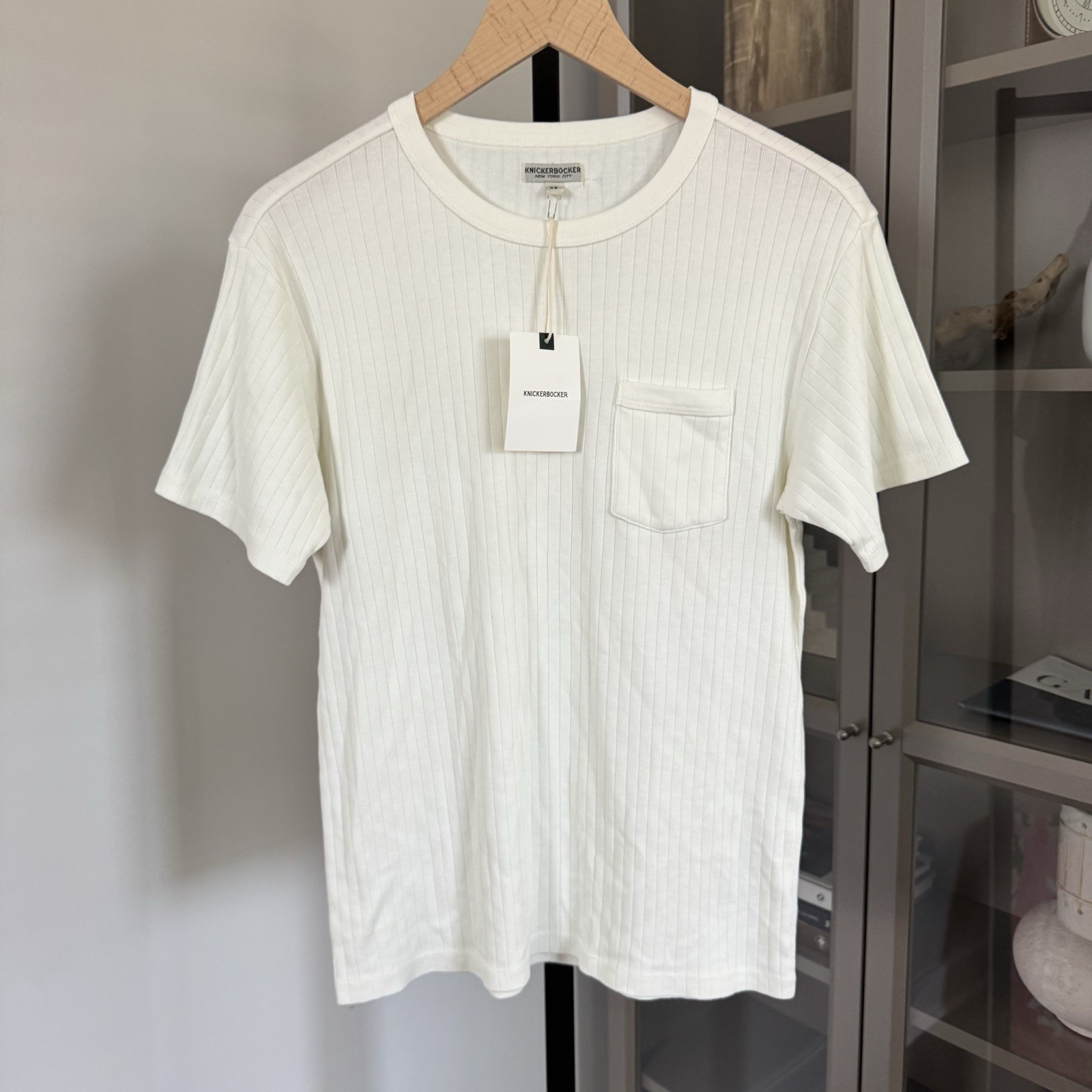 Knickerbocker Ladder Rib Tank Scoop Neck Milk Ivory Cotton T-Shirt XXL 2XL NEW