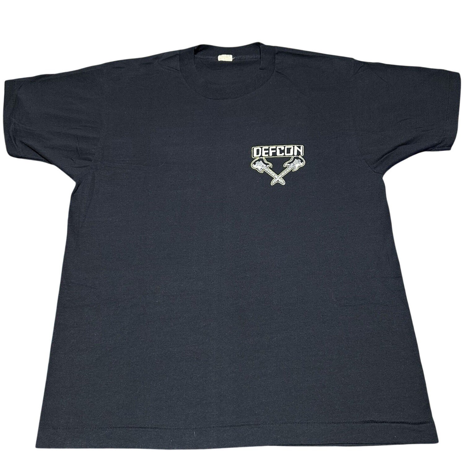 Vintage 80s Defcon Hard Rock Band T-Shirt Size Large Glow In The Dark Guitar