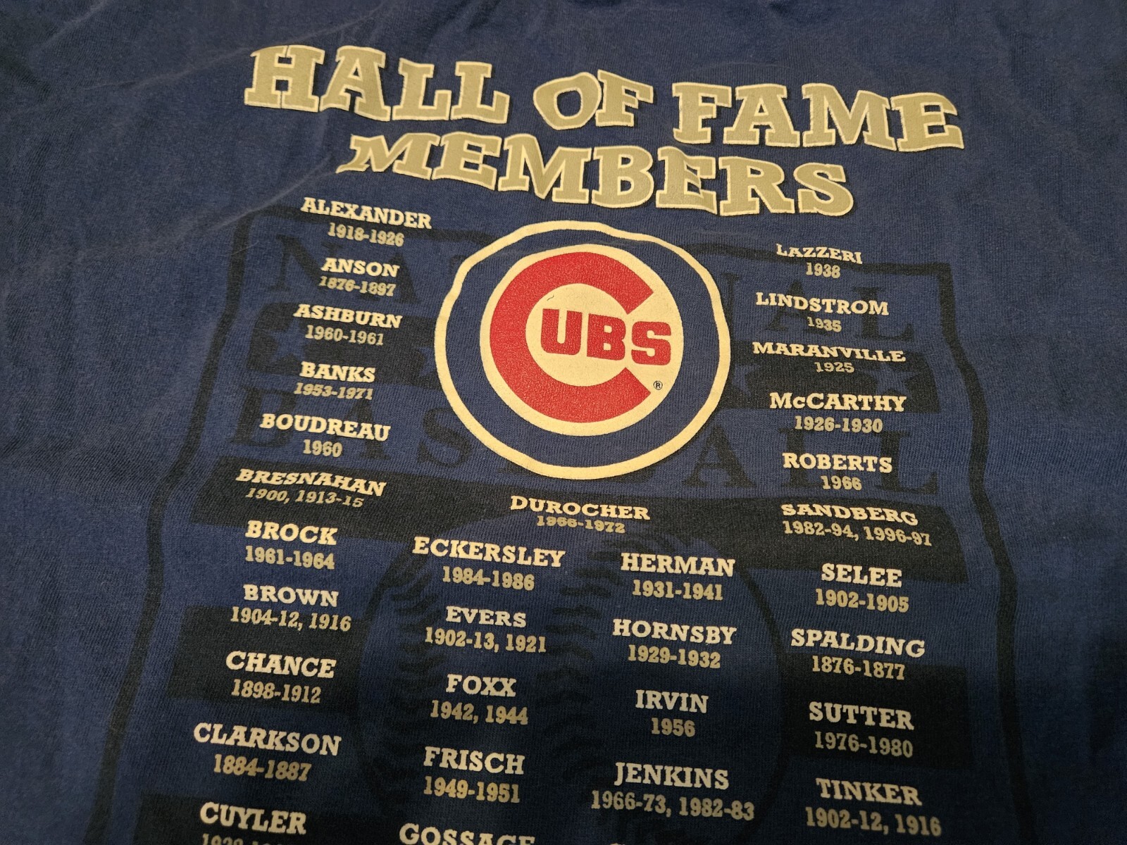 Chicago Cubs MLB USA Baseball Team Hall Of Fame Members Players 2008 T Shirt 2XL
