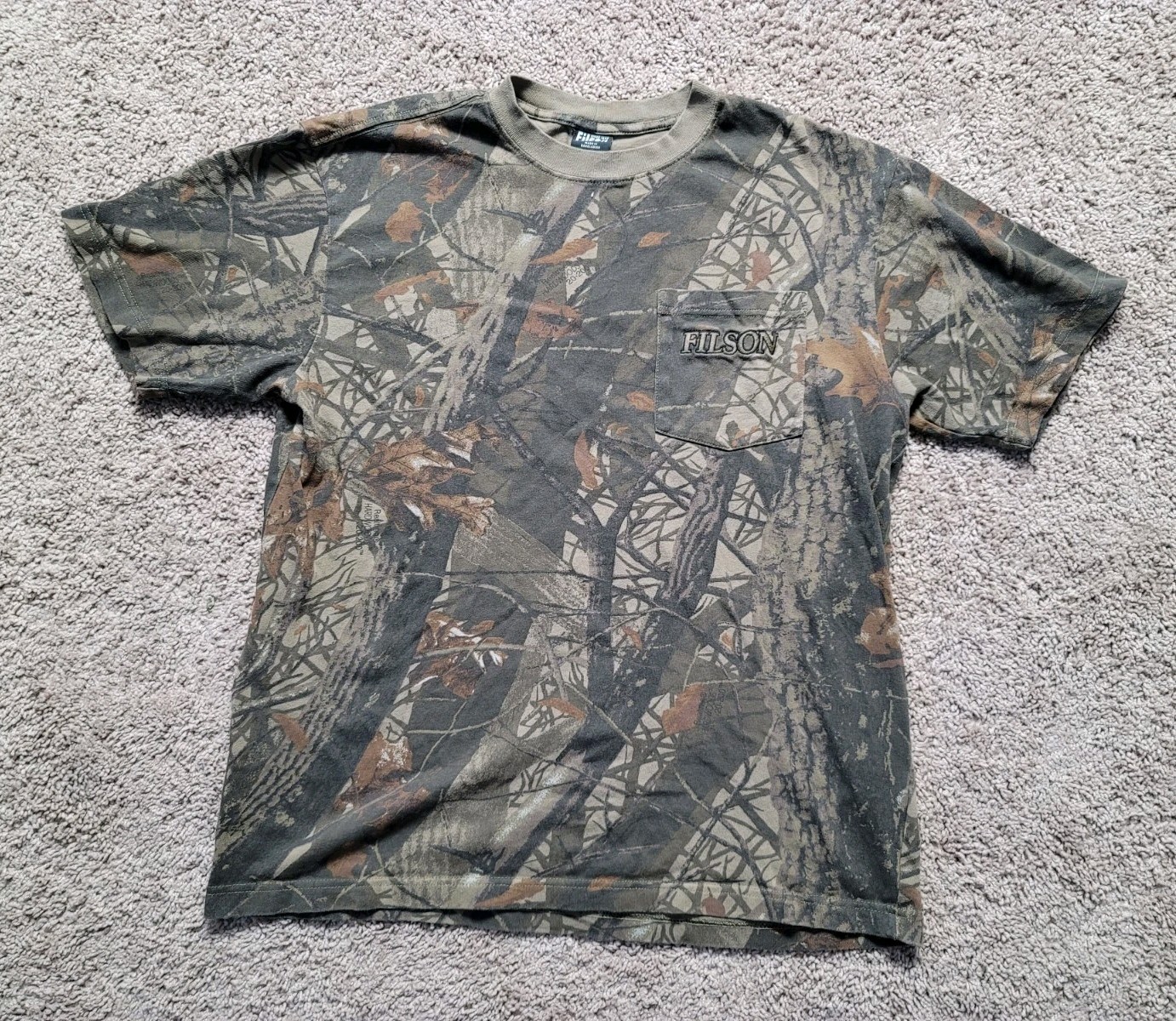 Genuine Filson Mens L Camo Short Sleeve Shirt Realtree Hardwoods Outdoor Hunting