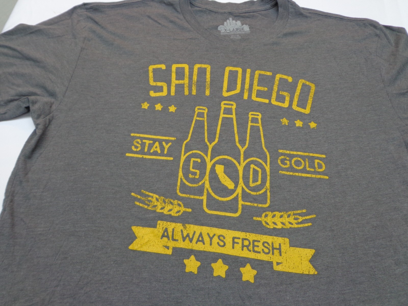 San Diego California Stay Gold Always Fresh Heather Gray T Shirt Size XL