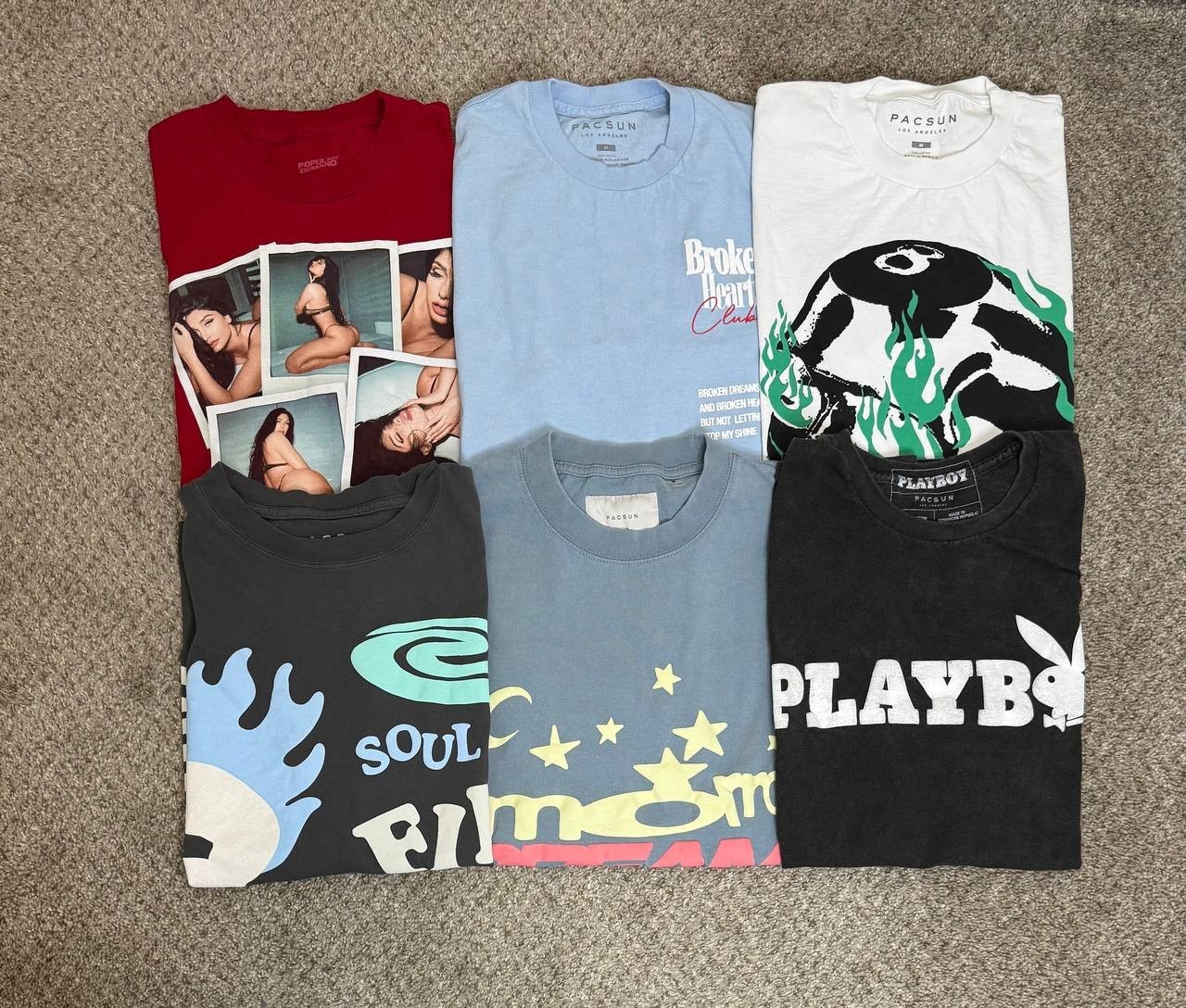 Lot of 6 Pacsun T-Shirt Lot Mens Size M Graphic Tees Bundle Pieces Streetwear