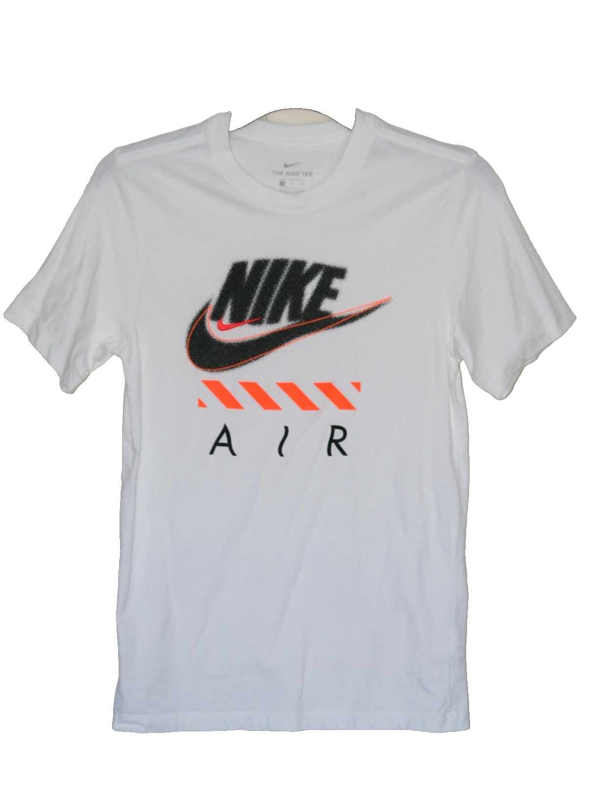 Nike Air Graphic Tee Shirt White Black Orange Size Small 100% Cotton ShortSleeve