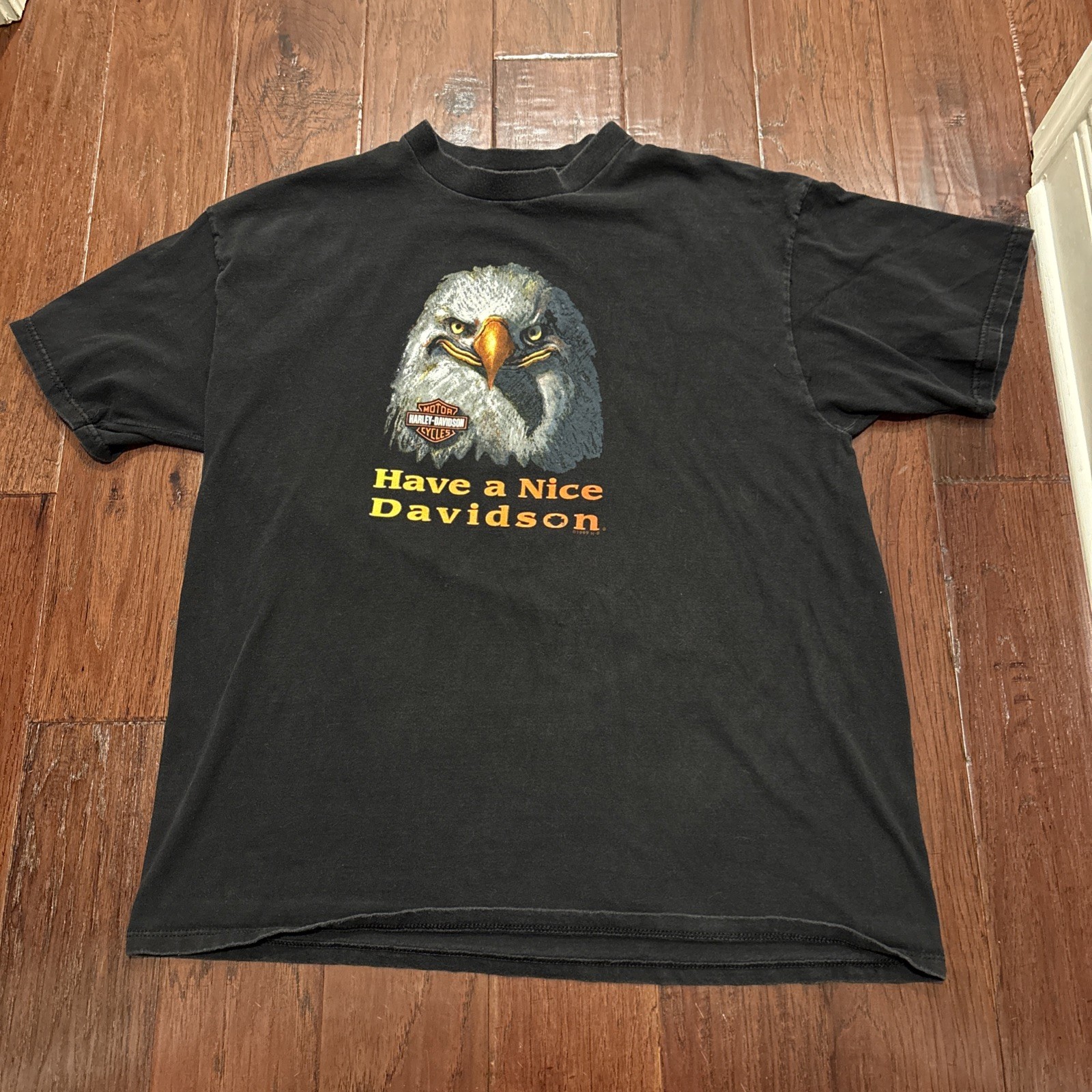 Vintage 1999 Harley Davidson Eagle Have a Nice Davidson T Shirt XXL Black Fade