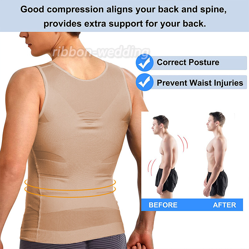 Gynecomastia Compression Shirts for Men White Tank Top Fajas Hombres Body Shaper