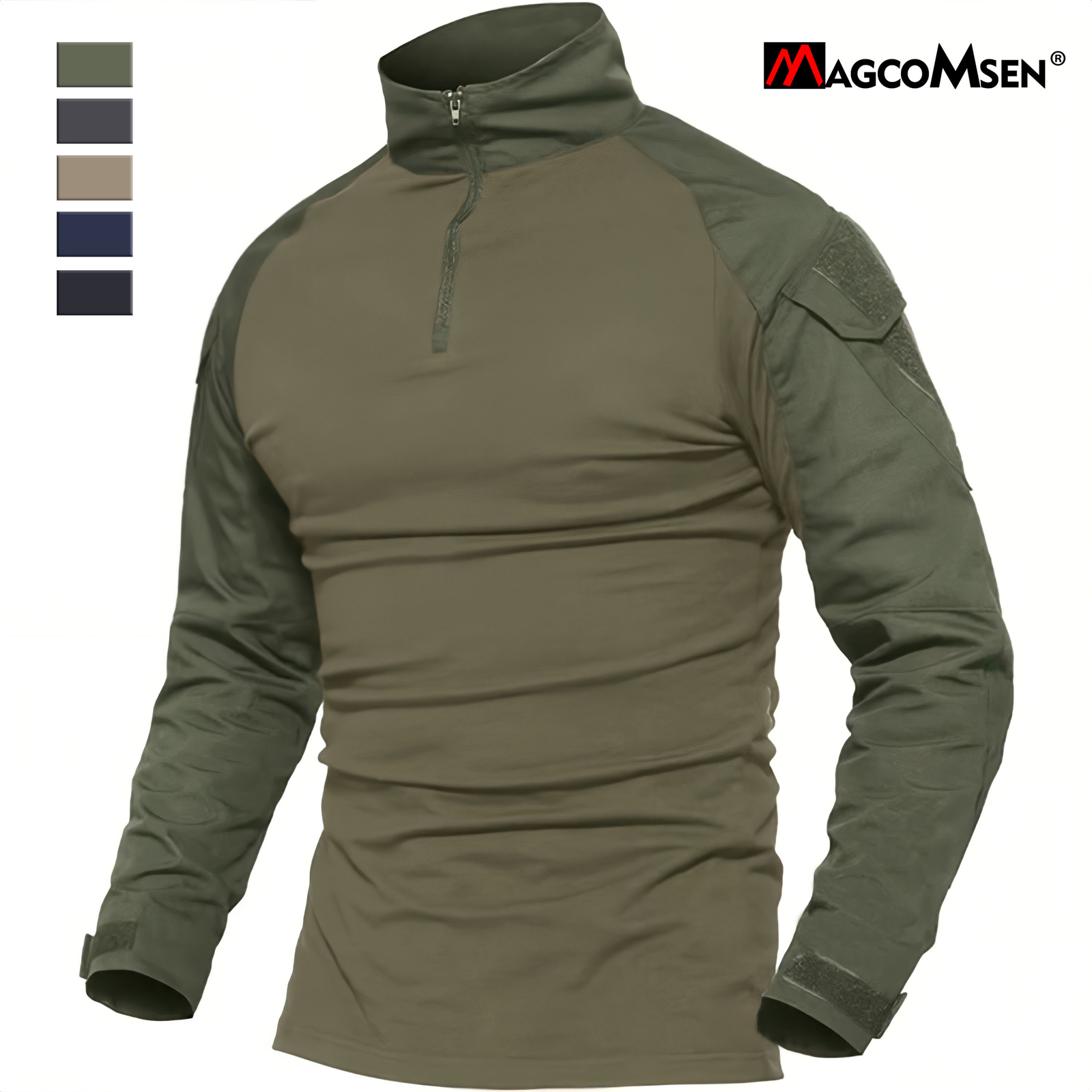 Men’s Tactical Hiking T-Shirt Long Sleeve 1/4 Zip Rip-Stop Shirt Casual Work Tee