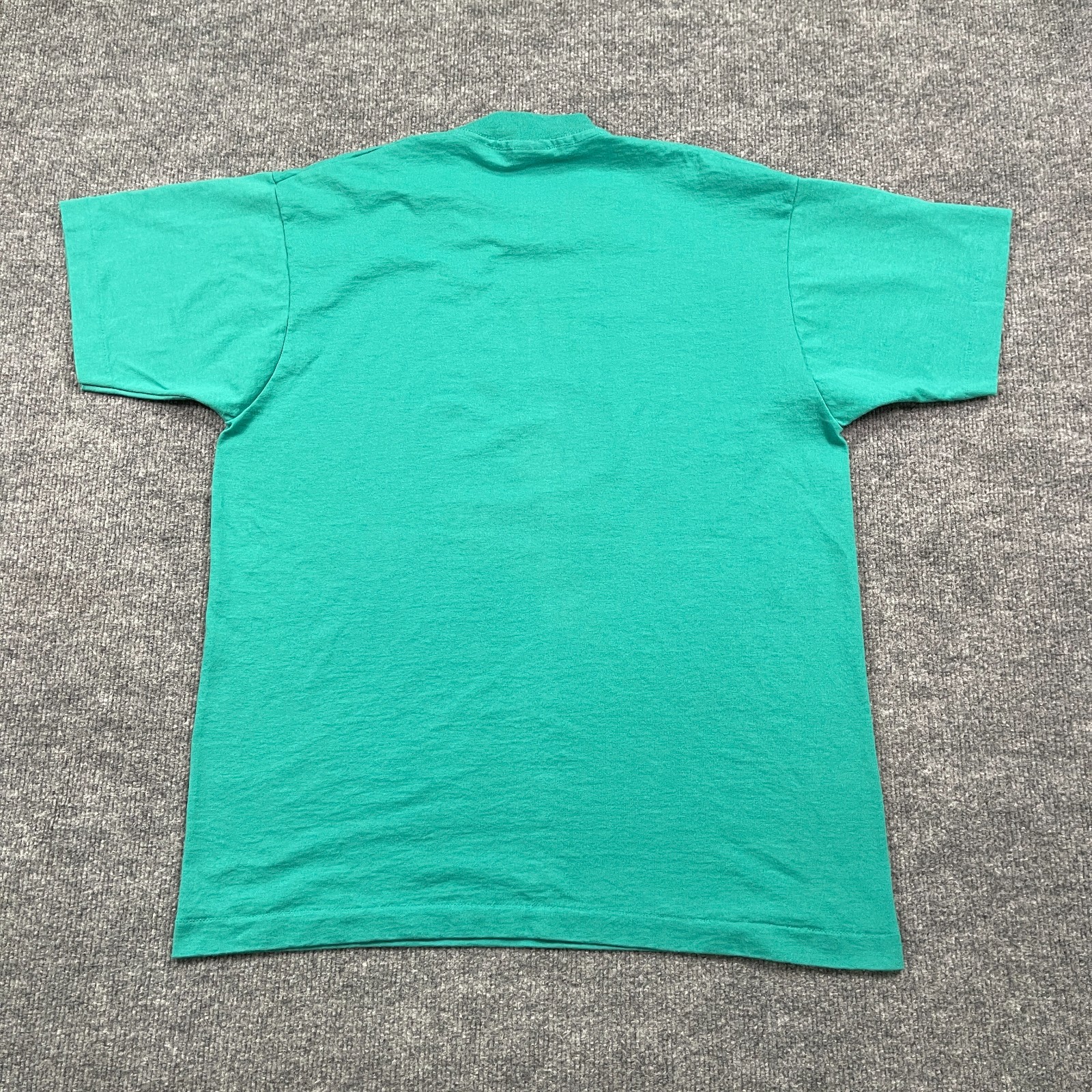 Vintage 90s I Conquered Cope Rock Climbing Shirt Large 22×28 Turquoise Blue