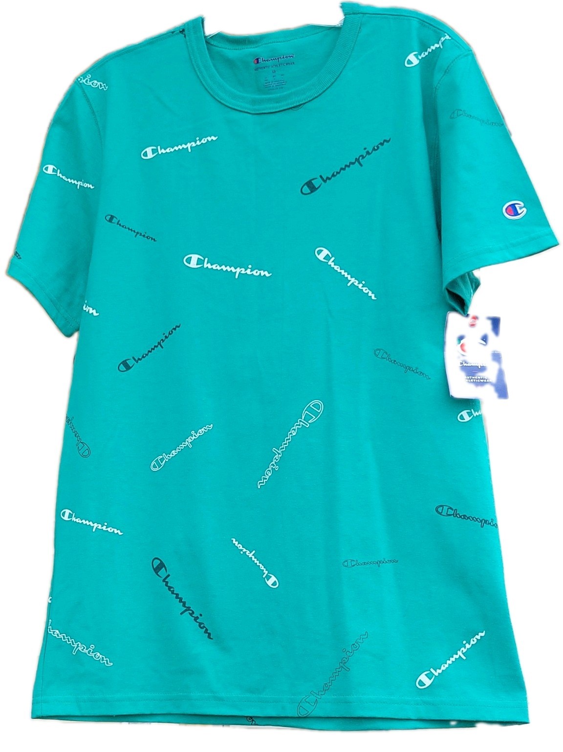 NWT Champion Powerblend Green Logo Print Streetwear Athleisure Tee Men’s M