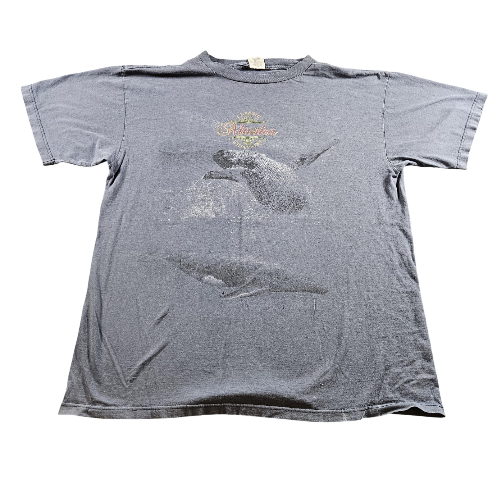 TSi Shirt Mens 2XL Gray Alaska Whale Graphic Tee T-Shirt Wildlife Nature