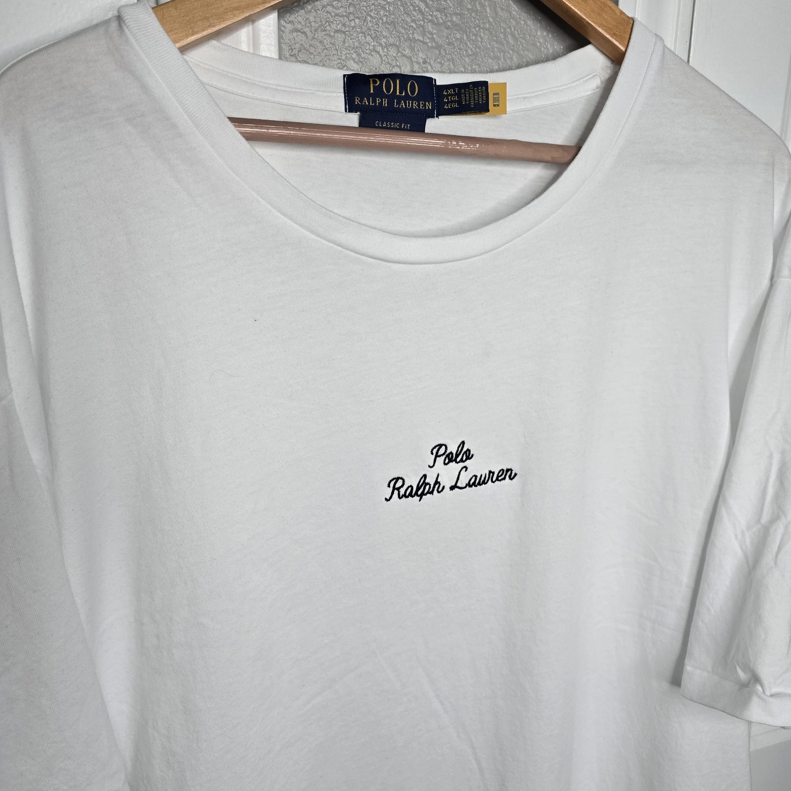 Polo Ralph Lauren Shirt Mens 4XLT White Chain Stitch Short Sleeve Tee Basic