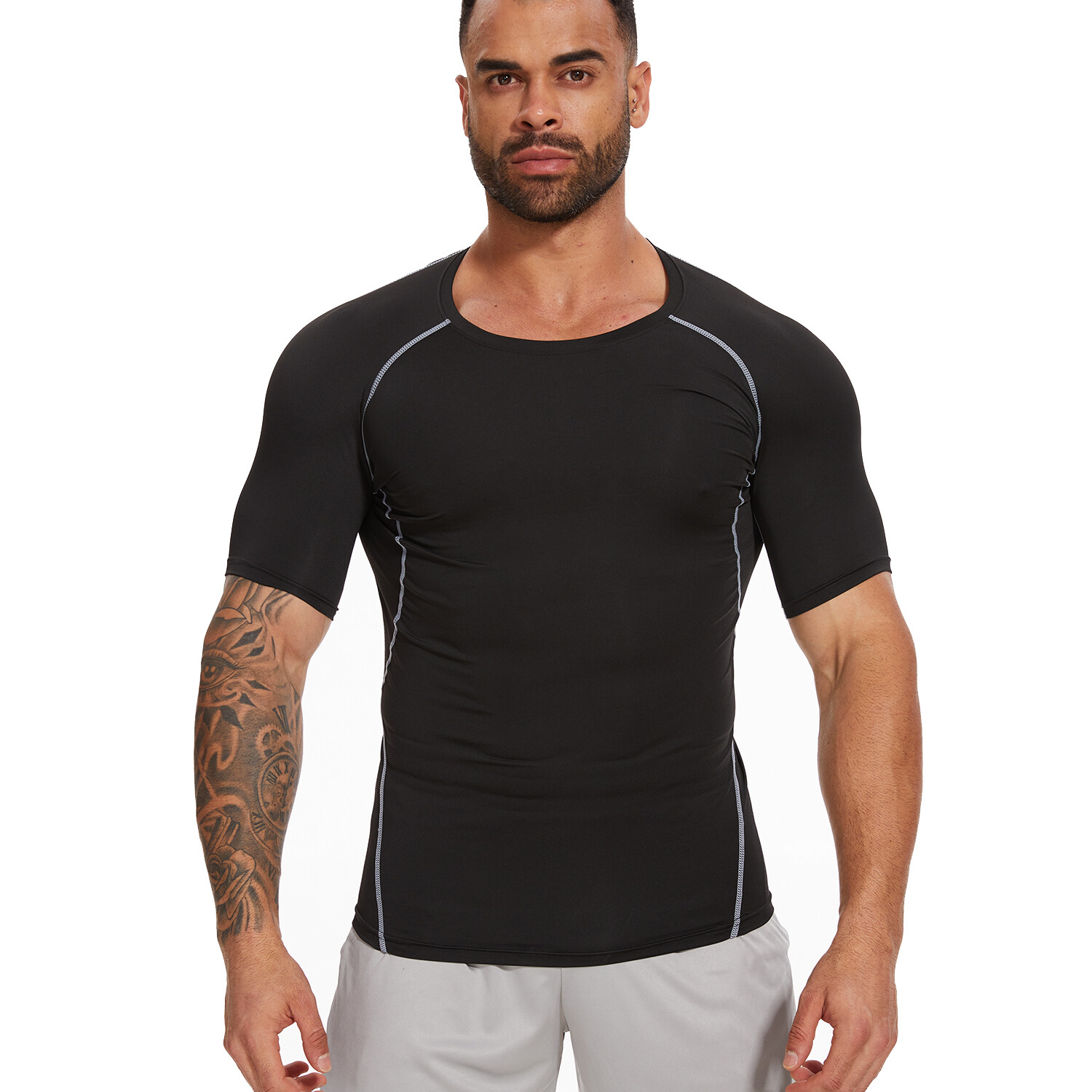 Men’s Compression Short Sleeve Sports Running Shirts Fitness Quick Dry T-shirt