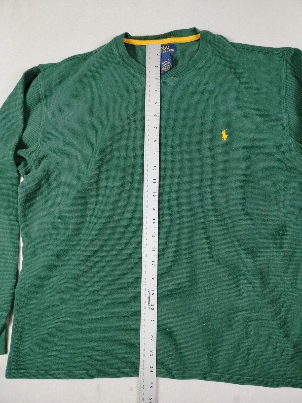 Polo Ralph Lauren Shirt Mens XL Green Waffle Knit Thermal Long Sleeve Pony Logo
