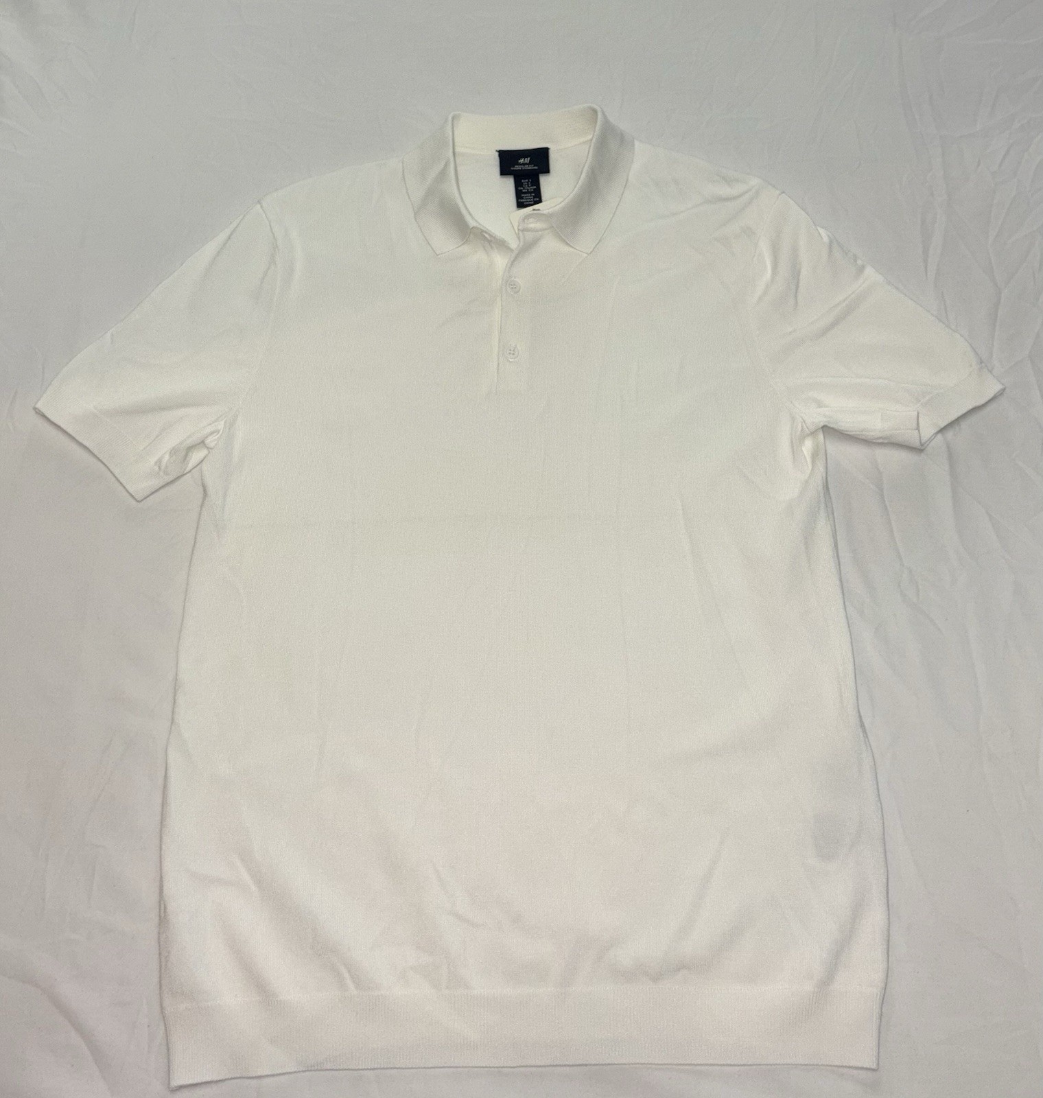 H&M Regular Fit Ribbed Polo Shirt Size Small