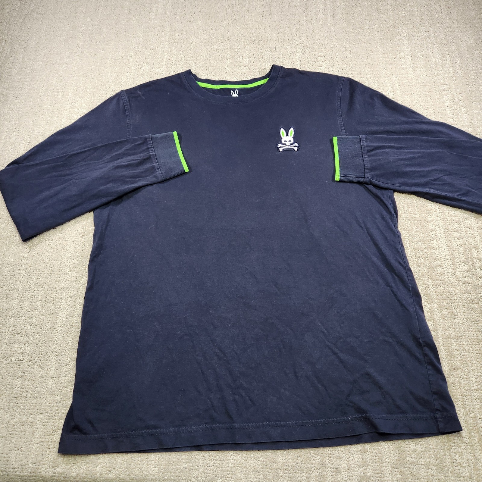 Psycho Bunny Shirt Men 6 (L) Black Long Sleeve 100% Pima Cotton Wealth