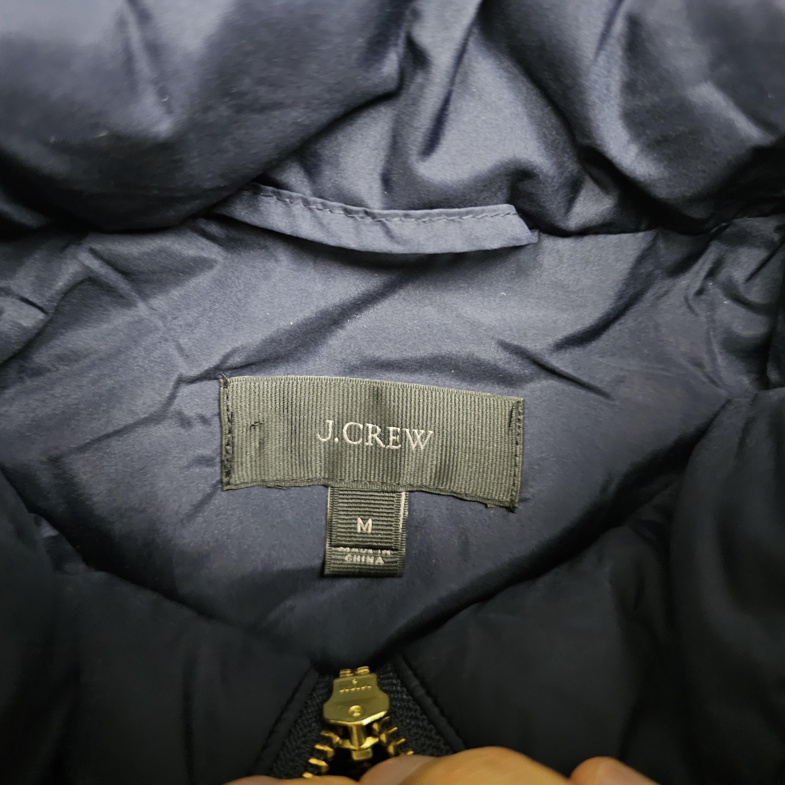 J Crew Vest Mens Medium Quilted Down Puffer Outdoor Pockets Lightweight