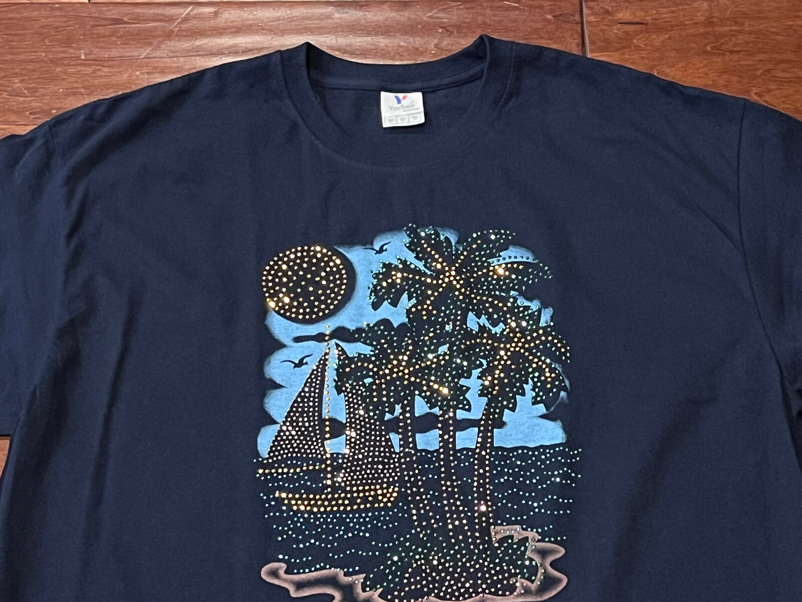 Belize Central America Blue Green Mens Women’s XL Beaded Beach T Shirt YAZBEK