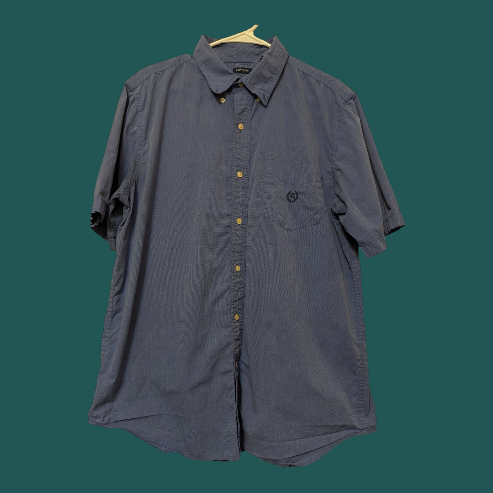 Chaps Easy Care Short Sleeve button down Shirt – Blue – Large Ralph lauren