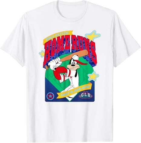 Disney Mickey And Friends Goofy Goof Only Hittin’Home Runs T-Shirt Size S – 5XL