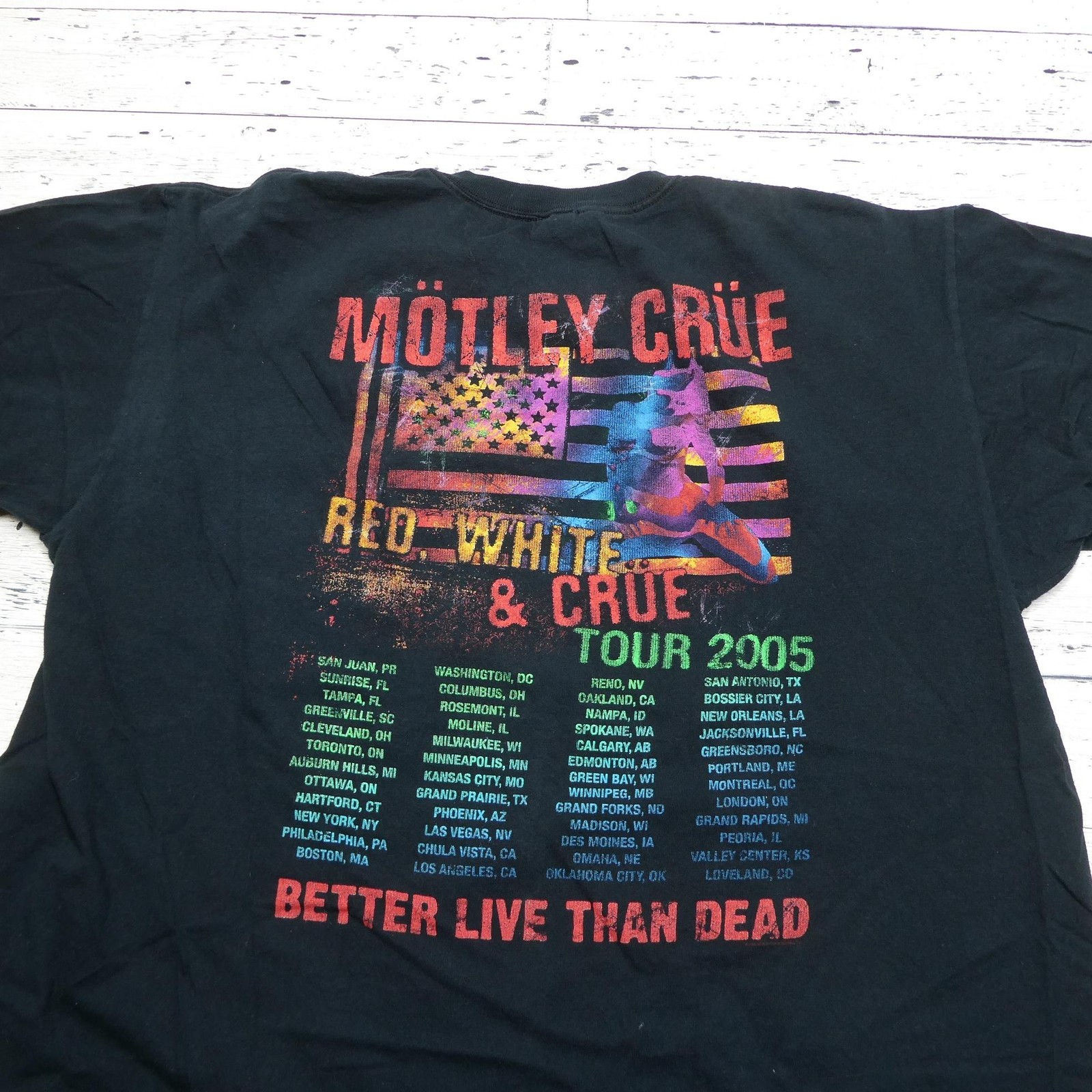 Vintage Motley Crue Shirt Mens 2XL Black Red White & Crue Tour 2005 Concert 00s