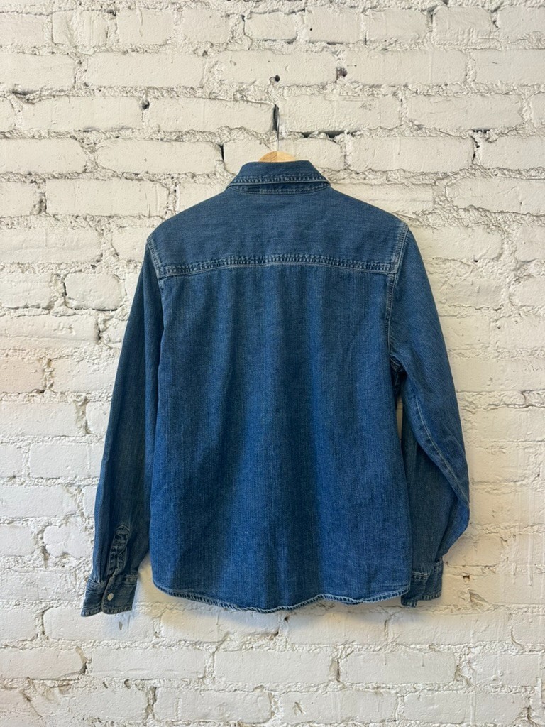 Gap Denim Shirt Unisex Medium Blue Button Up Chambray Workwear Classic Fit
