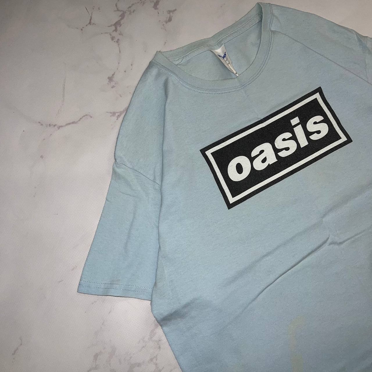 Vintage T-shirt Oasis Classic Band Logo Blue Size M Y2K Casual tee