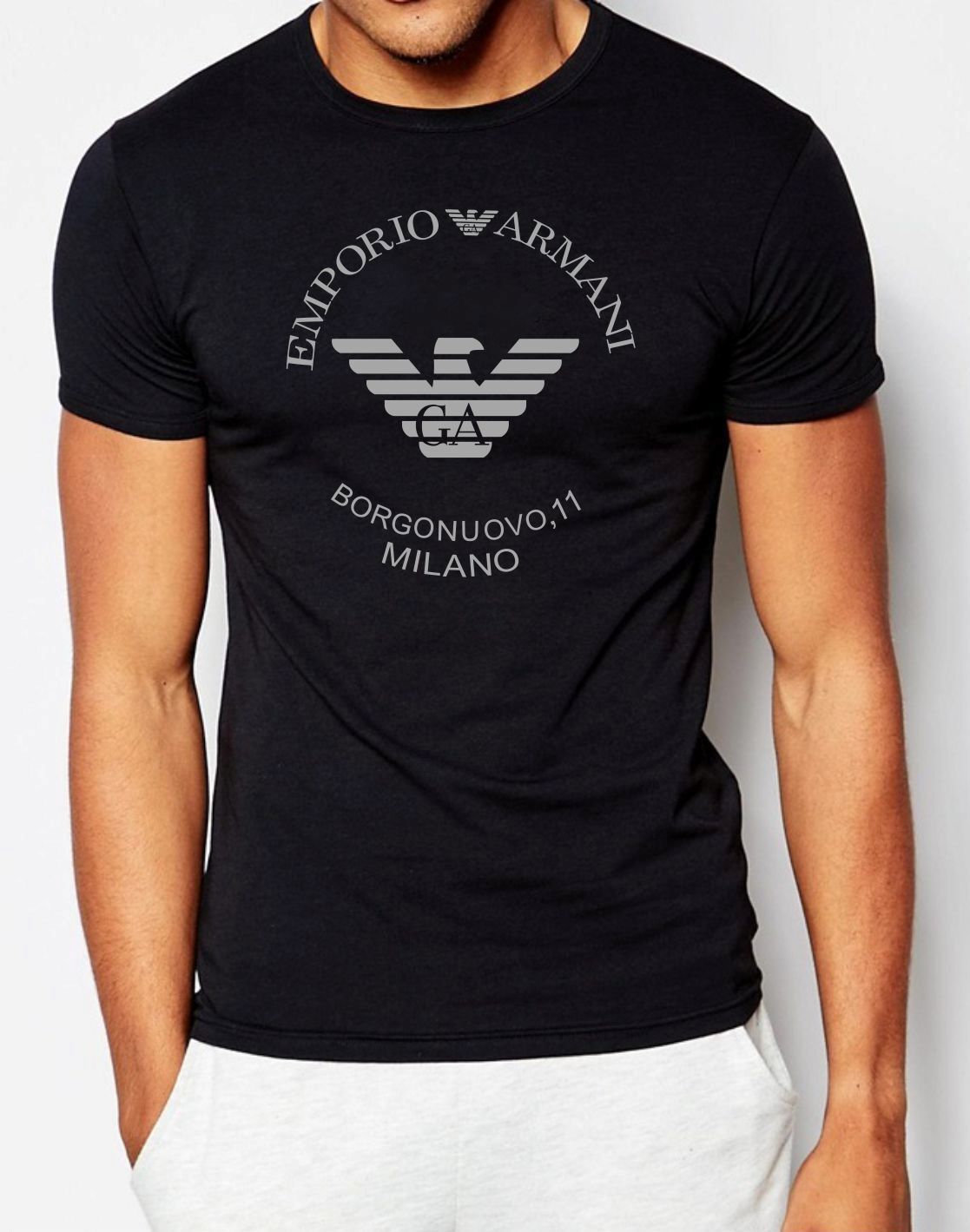 Emporio Armani Black Men’s Cotton T-Shirt, Borgonuovo’11,Size M*L*XL*XXL,3XL