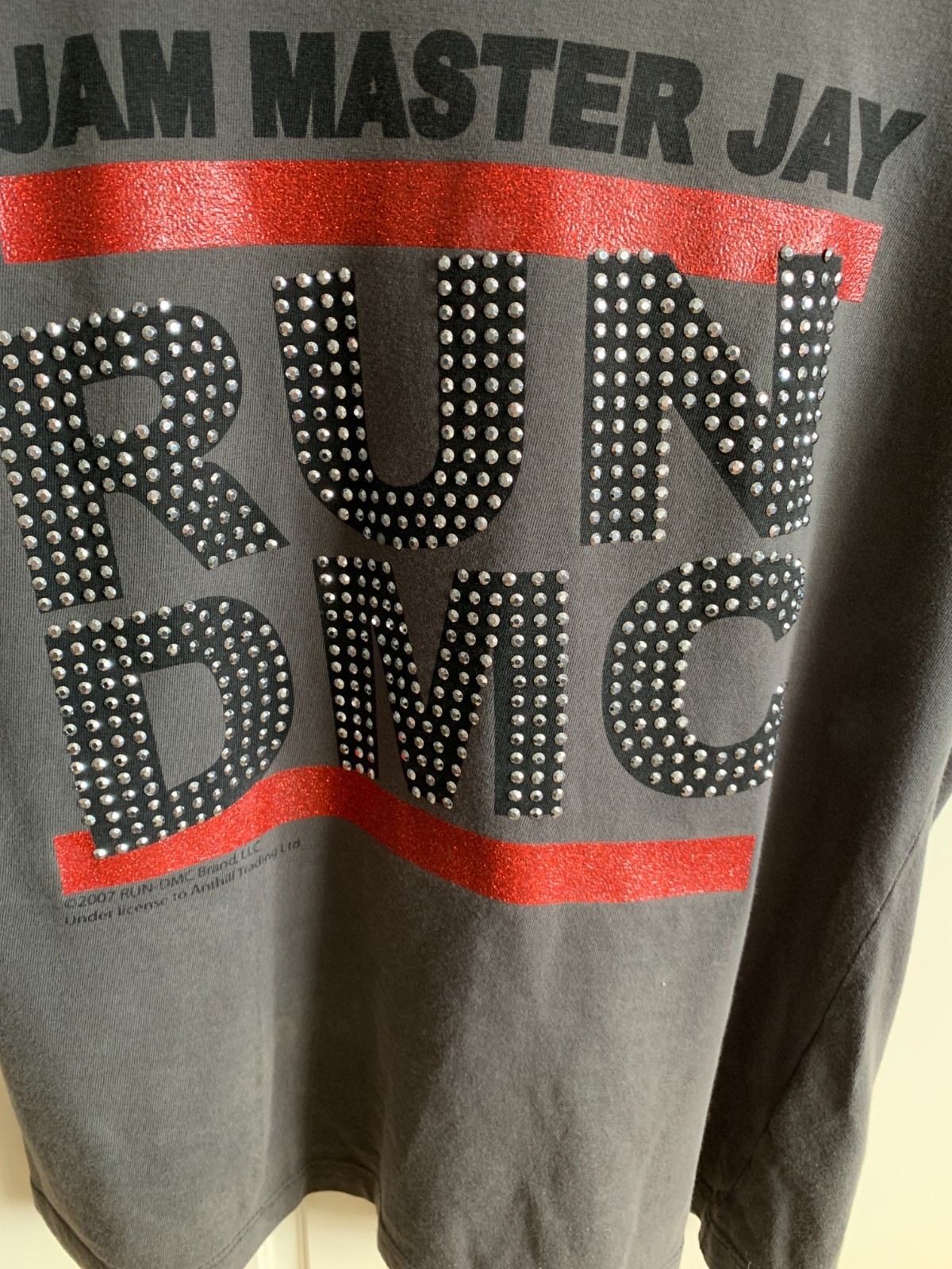 Anthill Rockware Jam Master Jay Grey Embellished – T – Shirt -New Look-Size 14