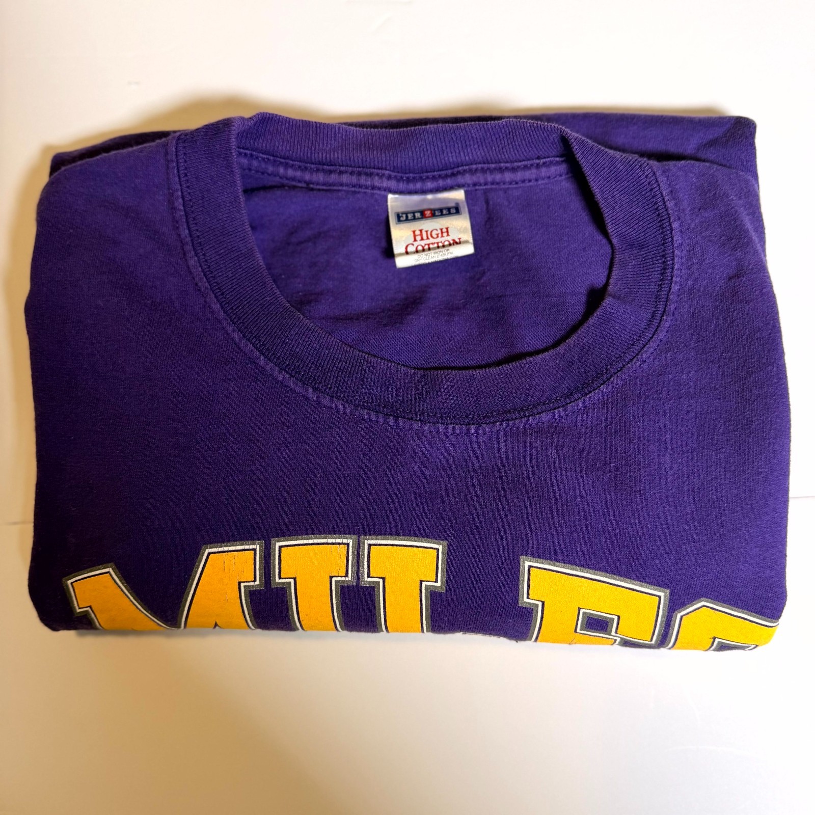 Jerzees Shirt Unisex XL Purple High Cotton Long Sleeve Miles College Graphic