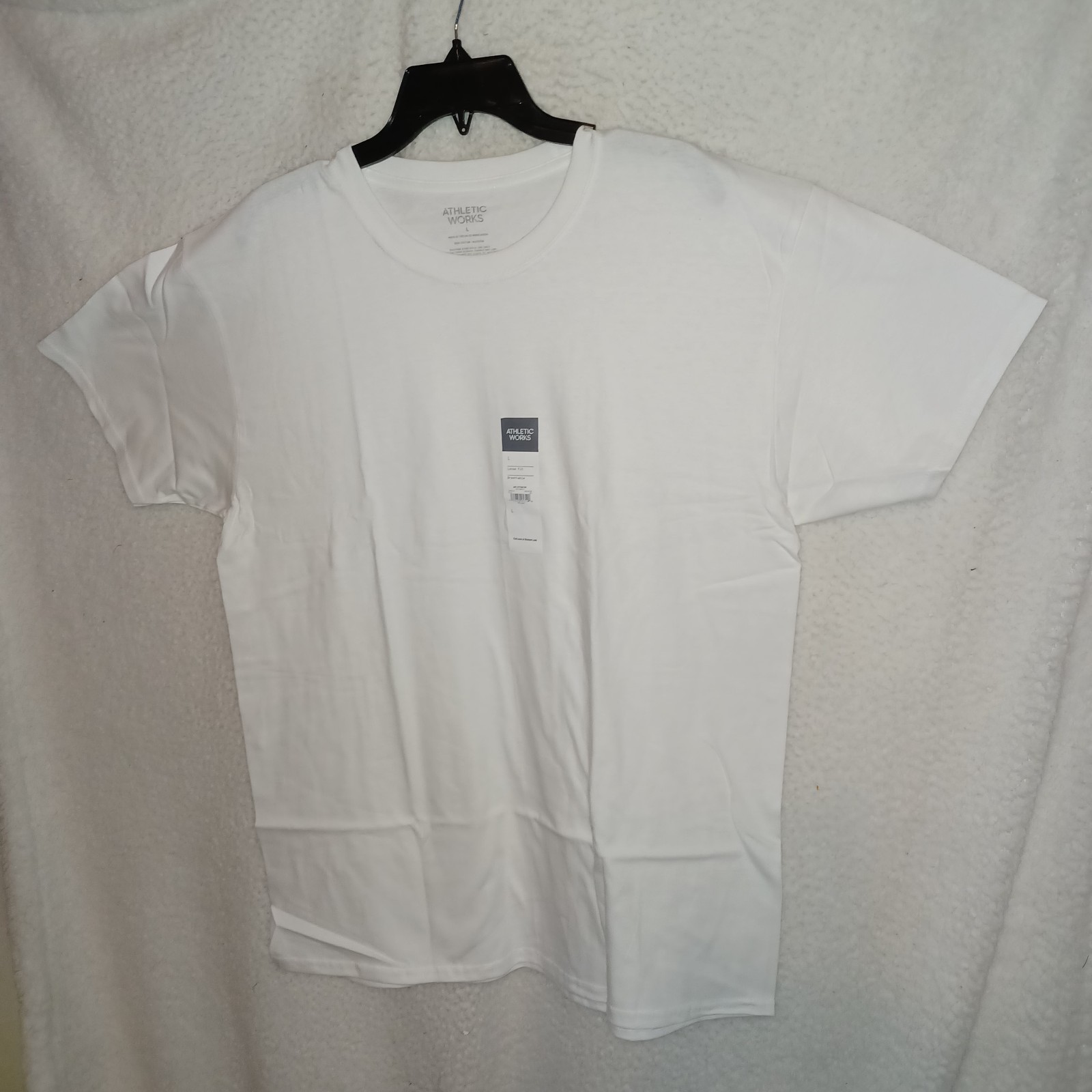 6-Pk Athletic Works Men’s L Cotton White T-Shirts Short Sleeves Loose Fit (HL)