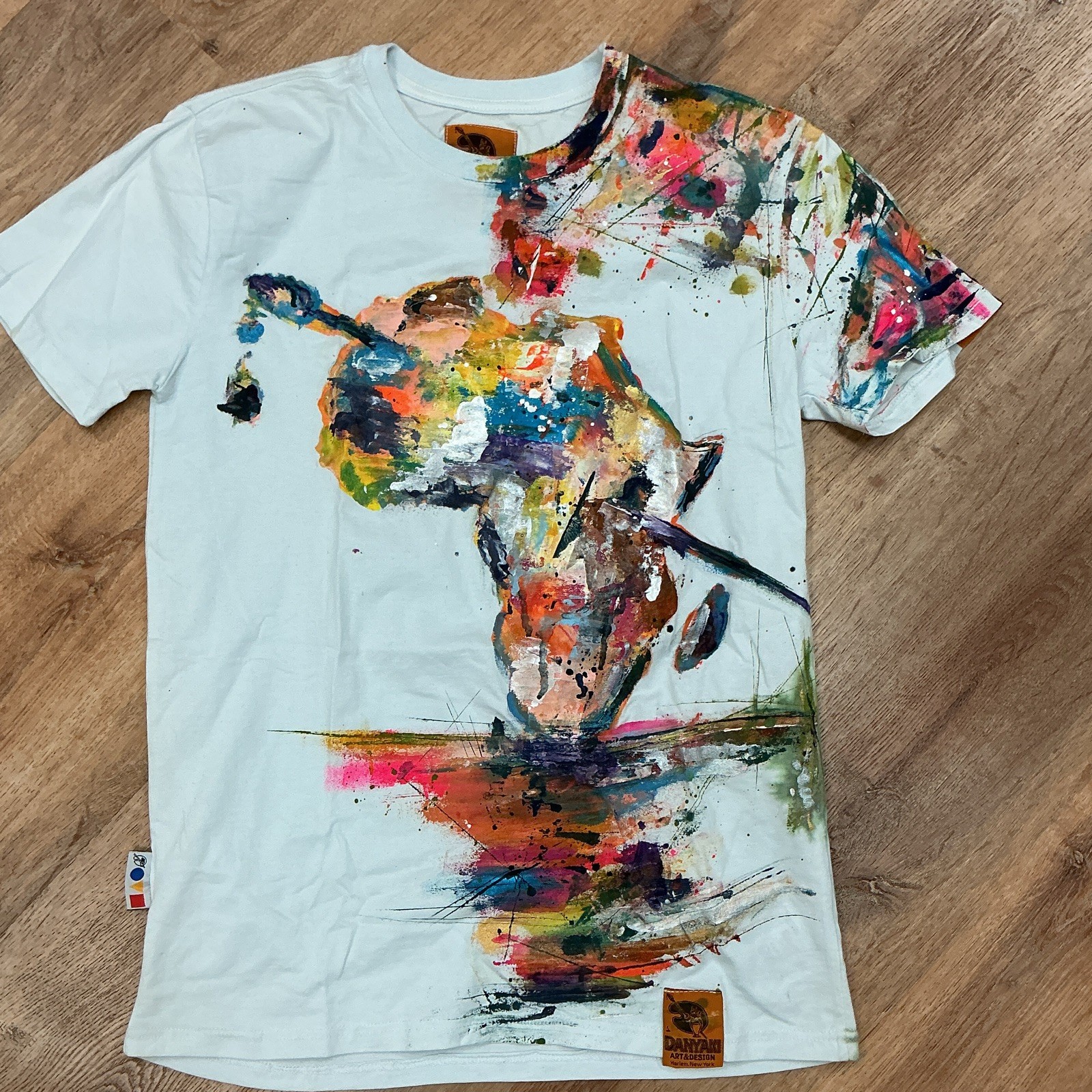 Danyaki Art & Design unisex White Multicolor Graphic art Tee Cotton Crew Neck XS