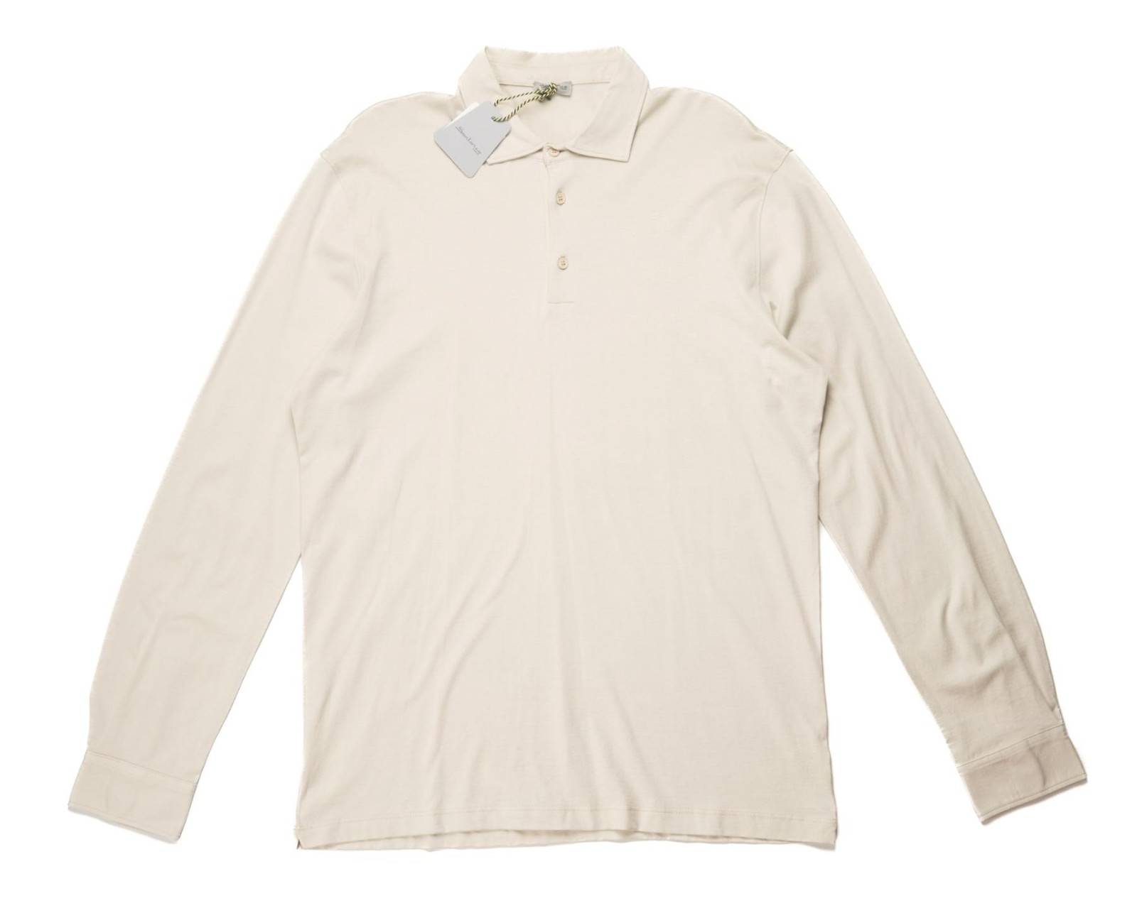Sartorio $675 Light Beige Slim Long Sleeve Polo Shirt Cotton Jersey XXL (56 IT)