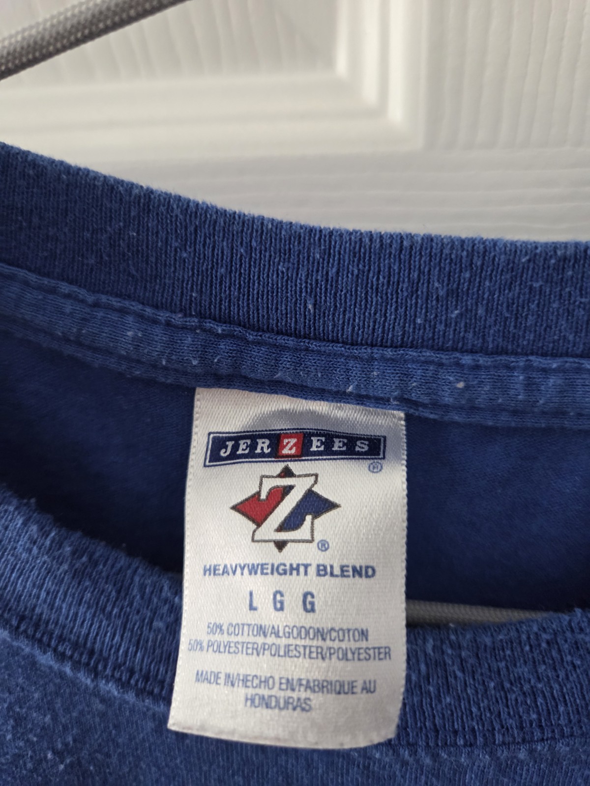 Jerzees Heavyweight Blend Men’s L Blue Racing Graphic Crew Neck T-Shirt