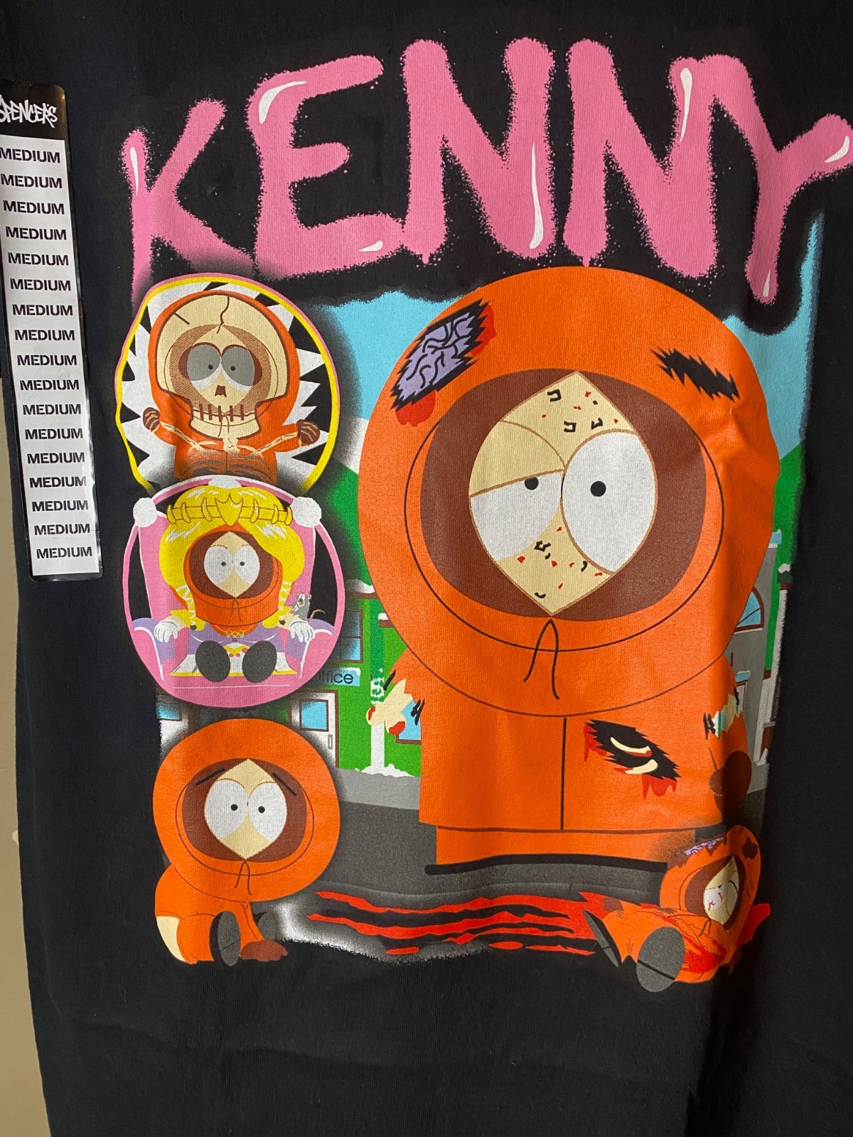 SOUTH PARK Kenny Large Print High Quality Black Graphic Tee- NWT