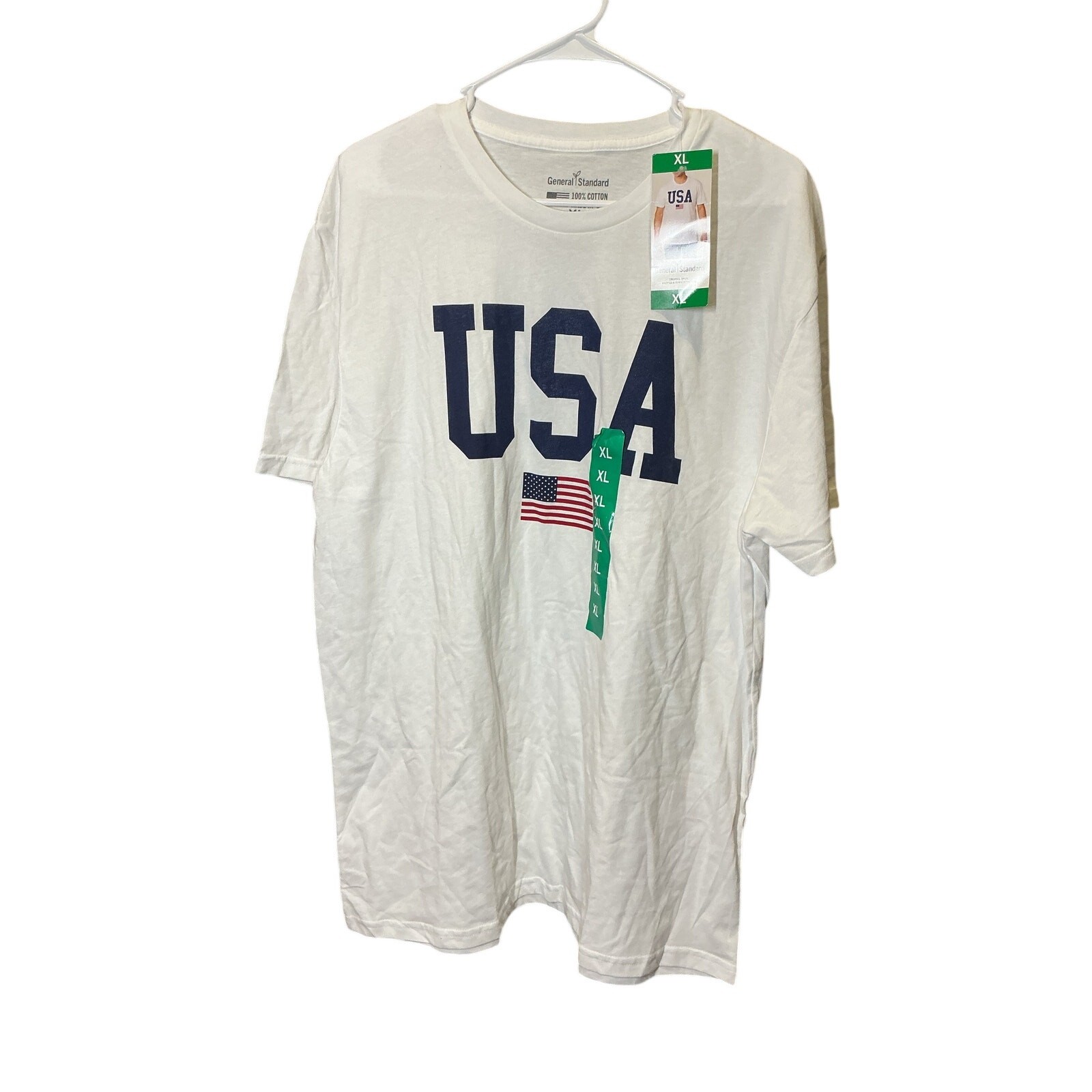 General Standard White Red Blue USA Short Sleeve T-Shirt Size XL