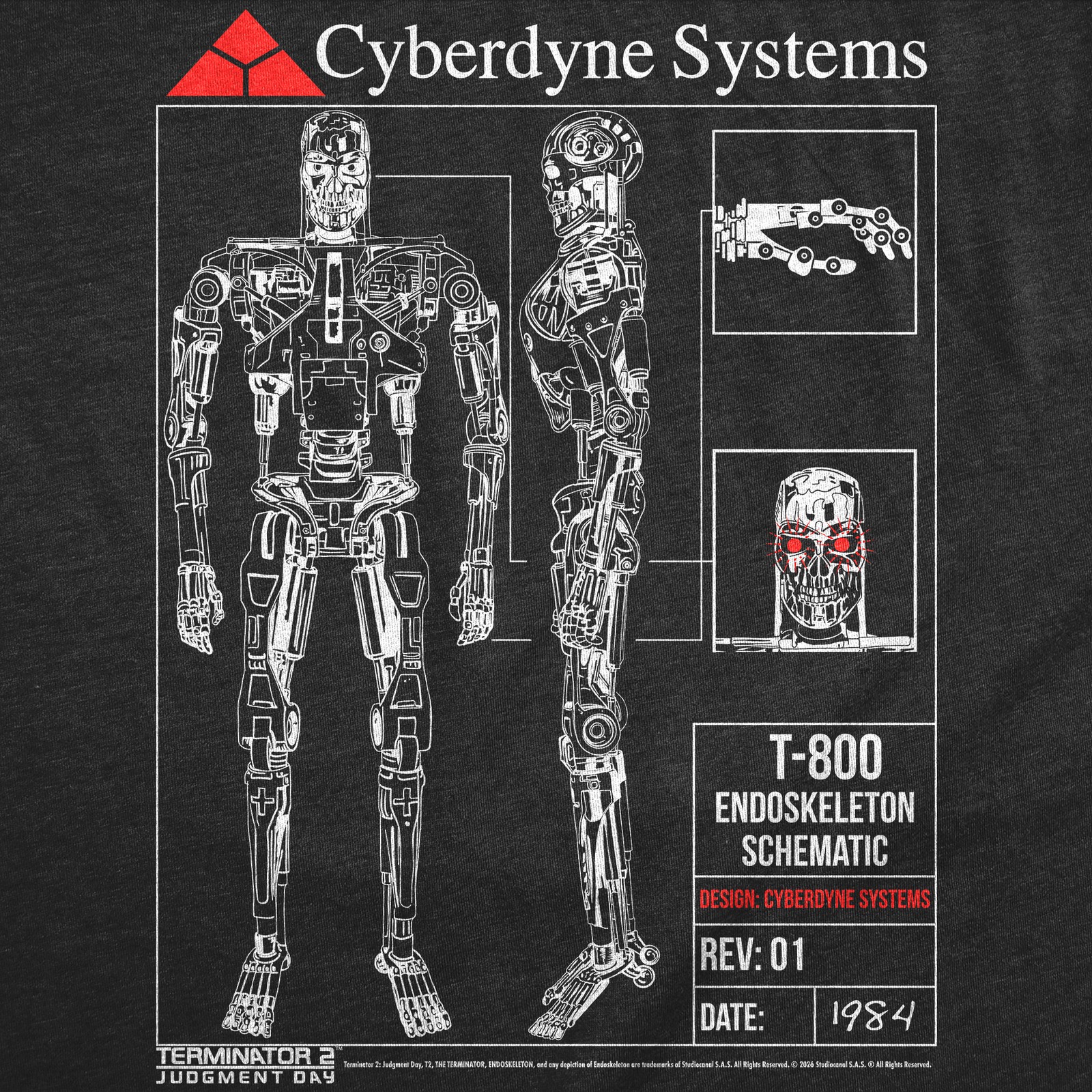 Mens Funny T Shirts T 800 Endoskeleton Schematics Retro Terminator 2 Movie Tee