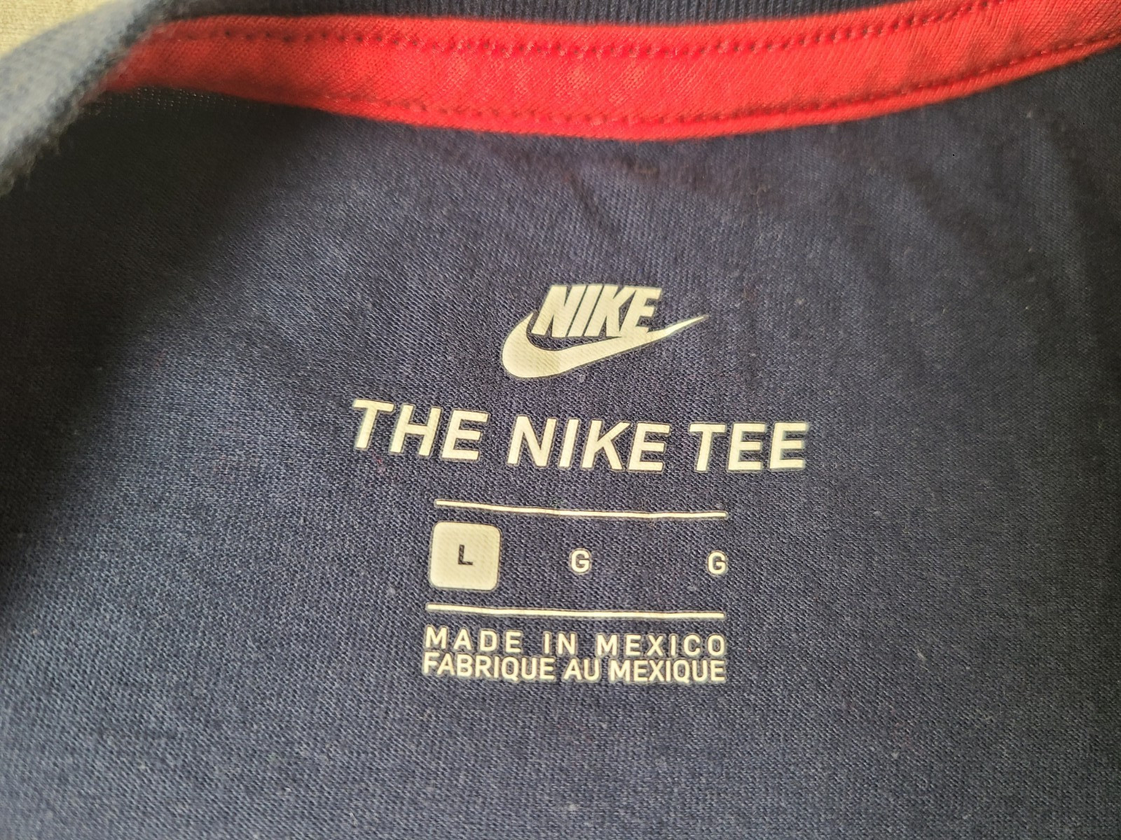 Nike Shirt Mens Large Blue Center Swoosh Spellout Logo Sports Tee