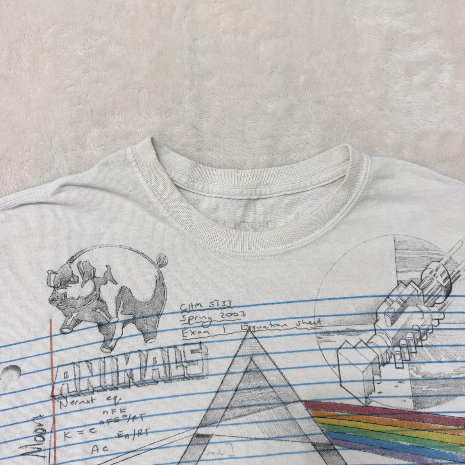 Pink Floyd Liquid Blue Shirt Mens XL White Notebook Art Graphic Rock Music