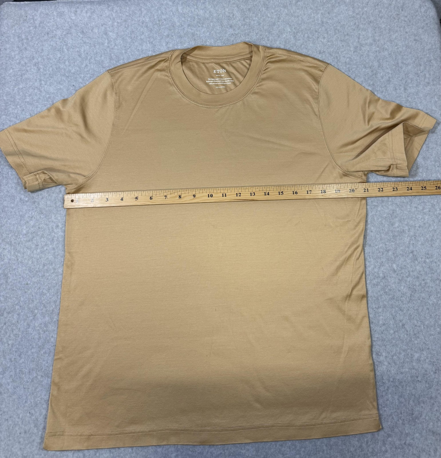 Eton Shirt Mens Large yellow Gold Slim Fit Filo Di Scozia Crewneck Luxury Tee