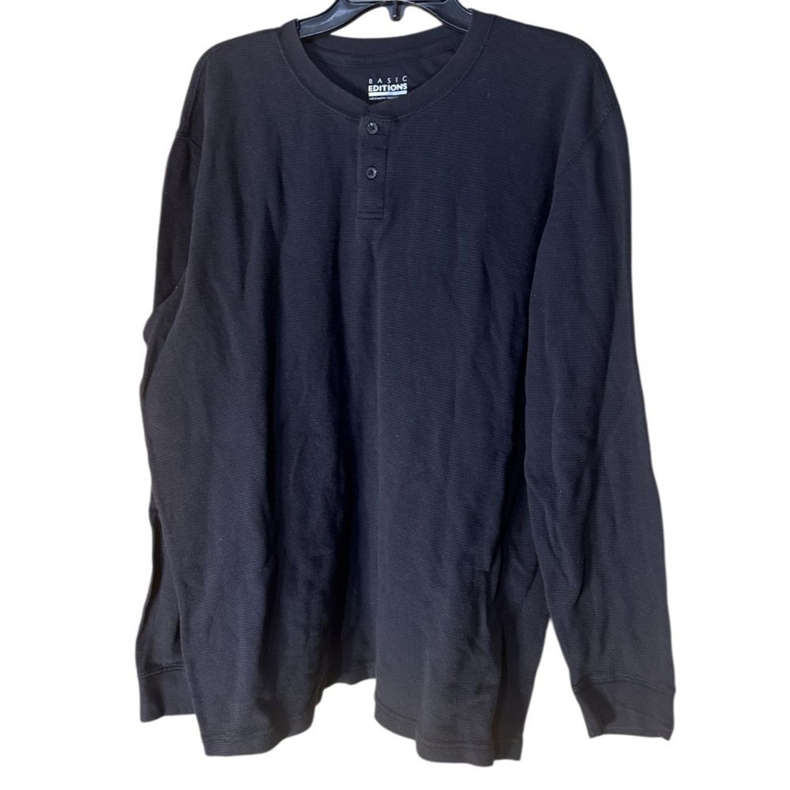Basic Editions Men’s Dark Brown Long Sleeve Henley – Size XLT
