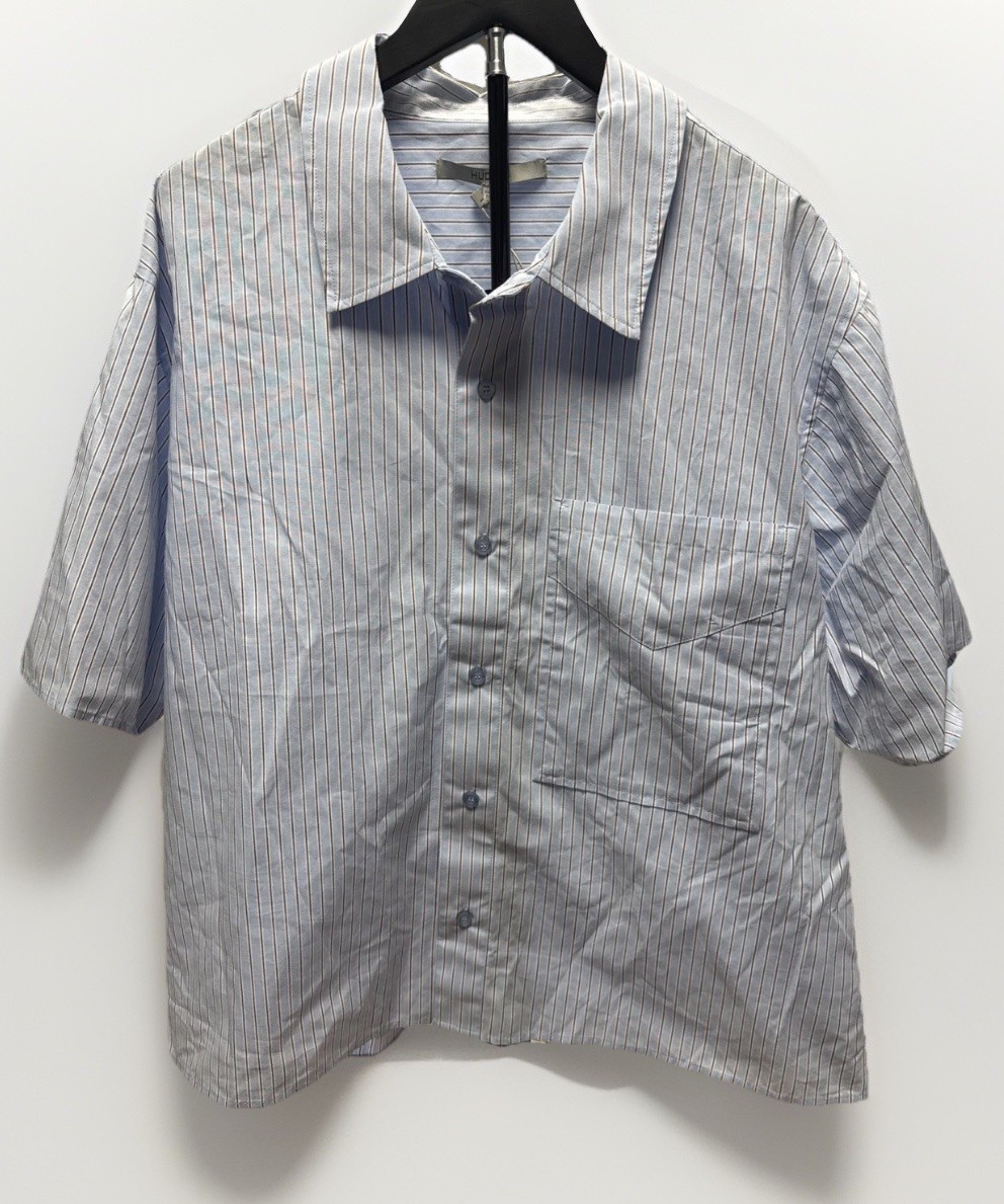 Hudson Rex Shirt Mens XL Blue Stripe Short Sleeve Button Down NWT $145 MSRP