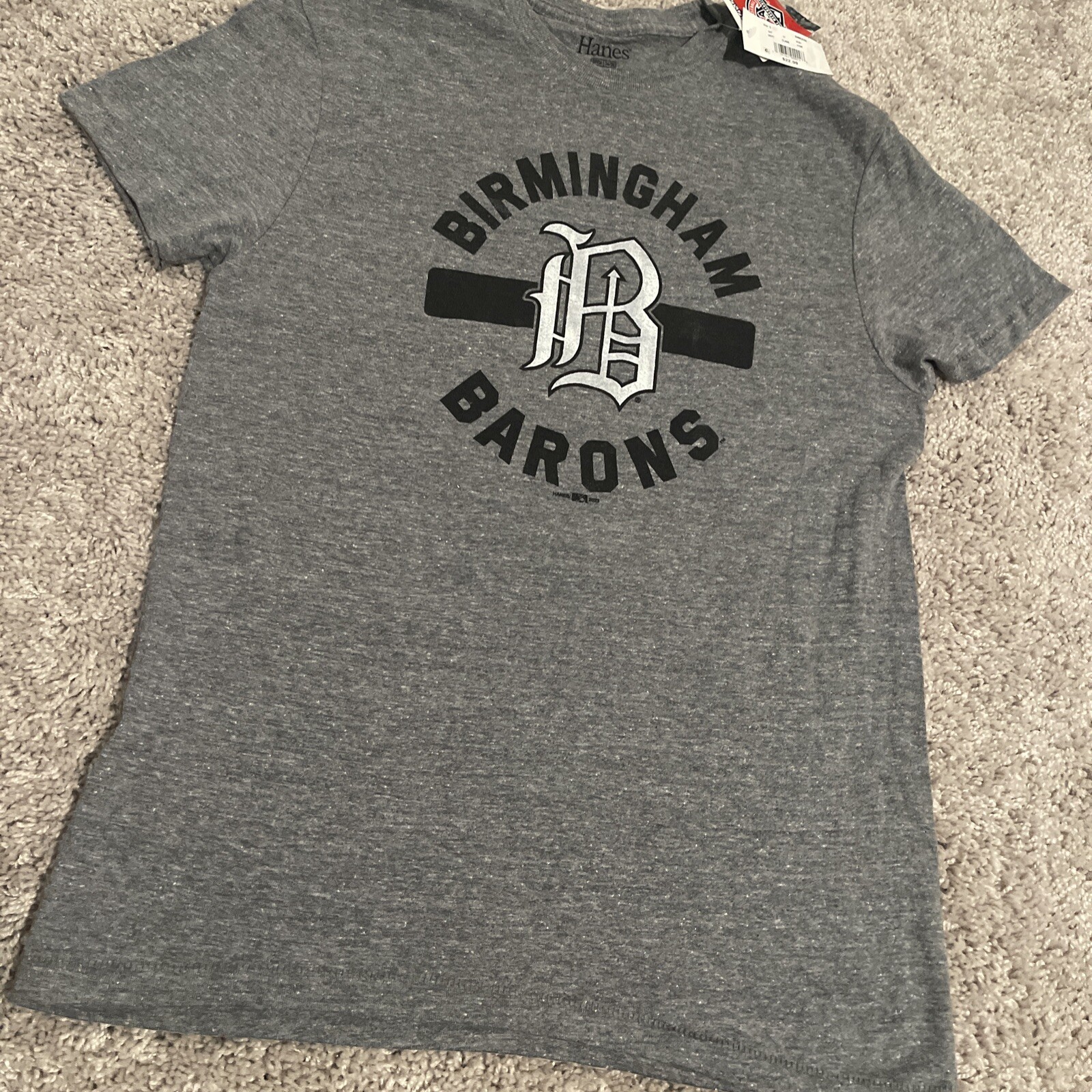 NWT Genuine MILB Birmingham Barons T-shirt Gray with White B Logo Size S