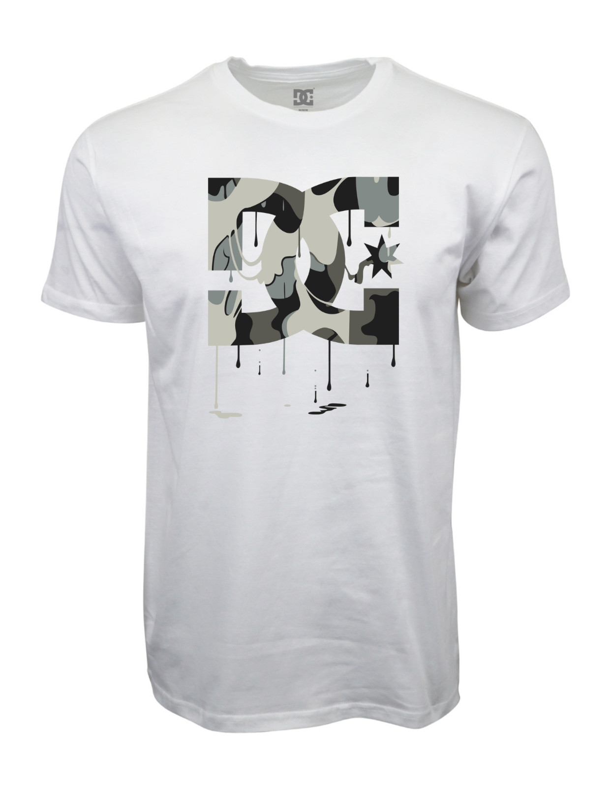 DC SHOES STAR CAMO DRIP LOGO WHITE SS T SHIRT